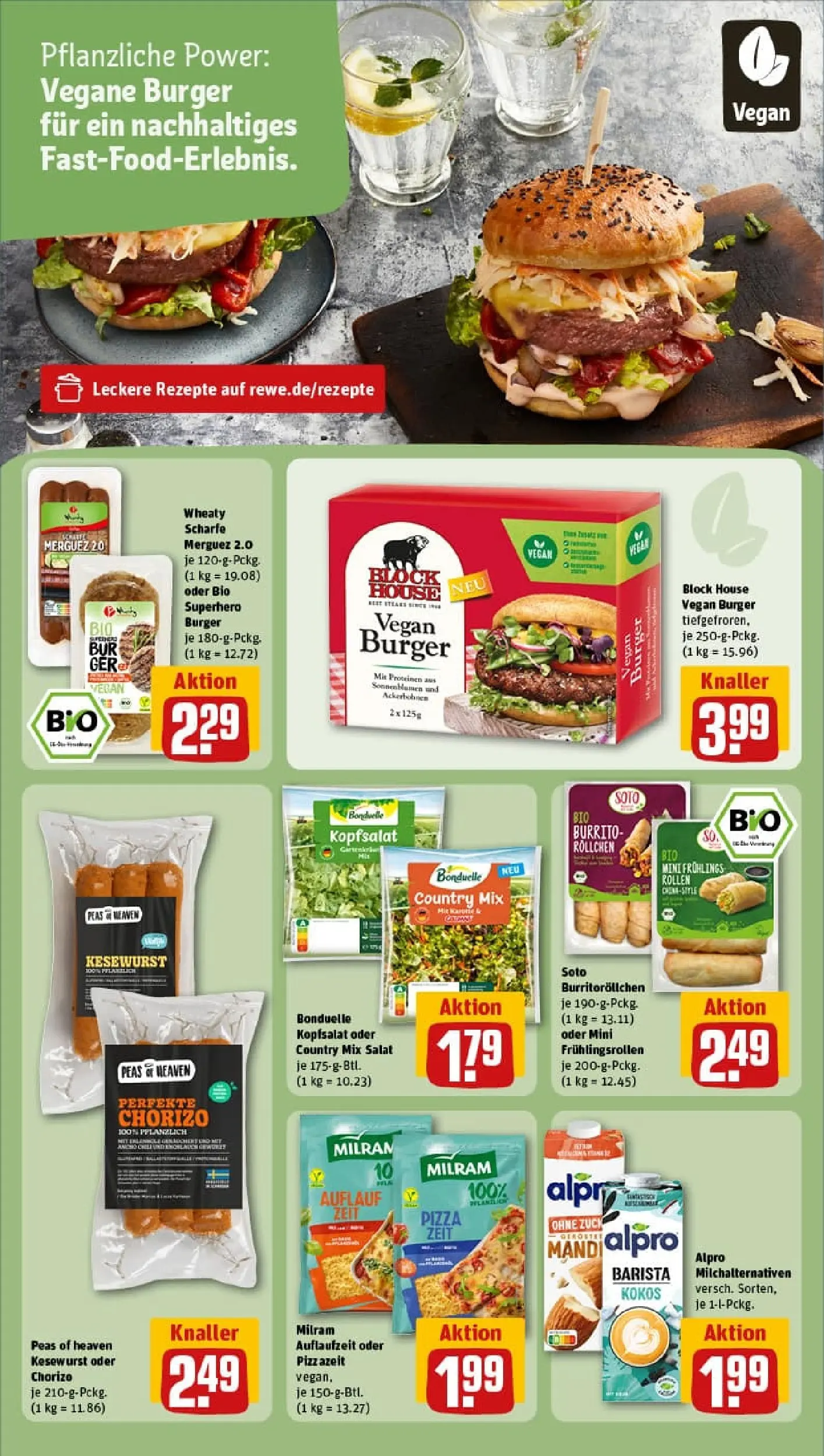 REWE Prospekt ab 19.10.2025 zum Blättern » Angebote | Seite: 21 | Produkte: Burger, Alpro, Pizza, Salat