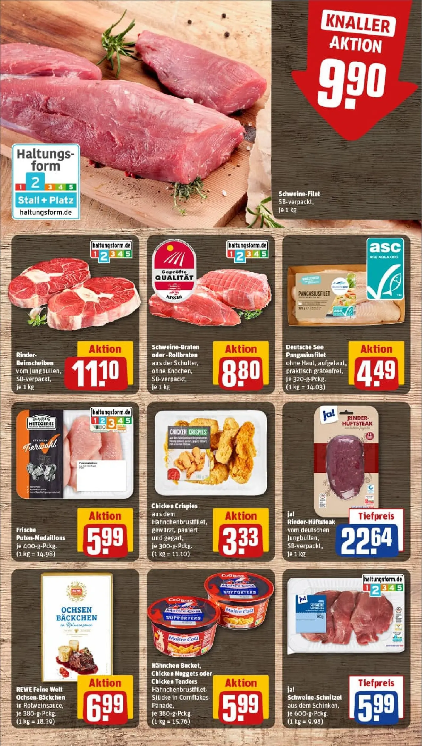 REWE Prospekt ab 19.10.2025 zum Blättern » Angebote | Seite: 10 | Produkte: Hahnchen, Schnitzel, Schweinefilet, Steak