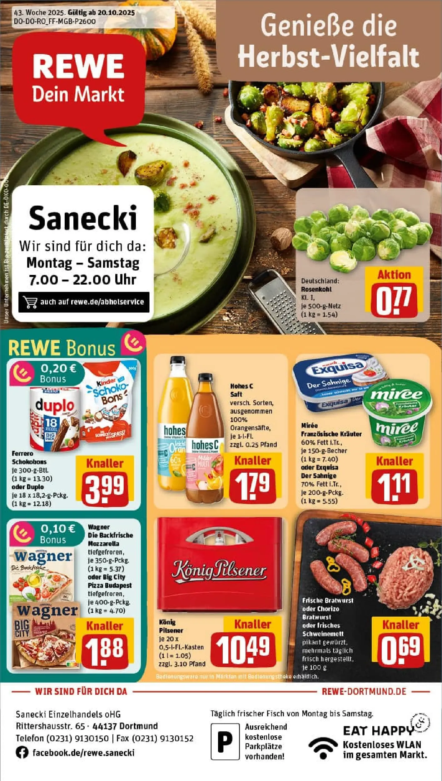 REWE Prospekt ab 20.10.2025 zum Blättern » Angebote | Seite: 1 | Produkte: Mozzarella, Exquisa, Pizza, Telefon