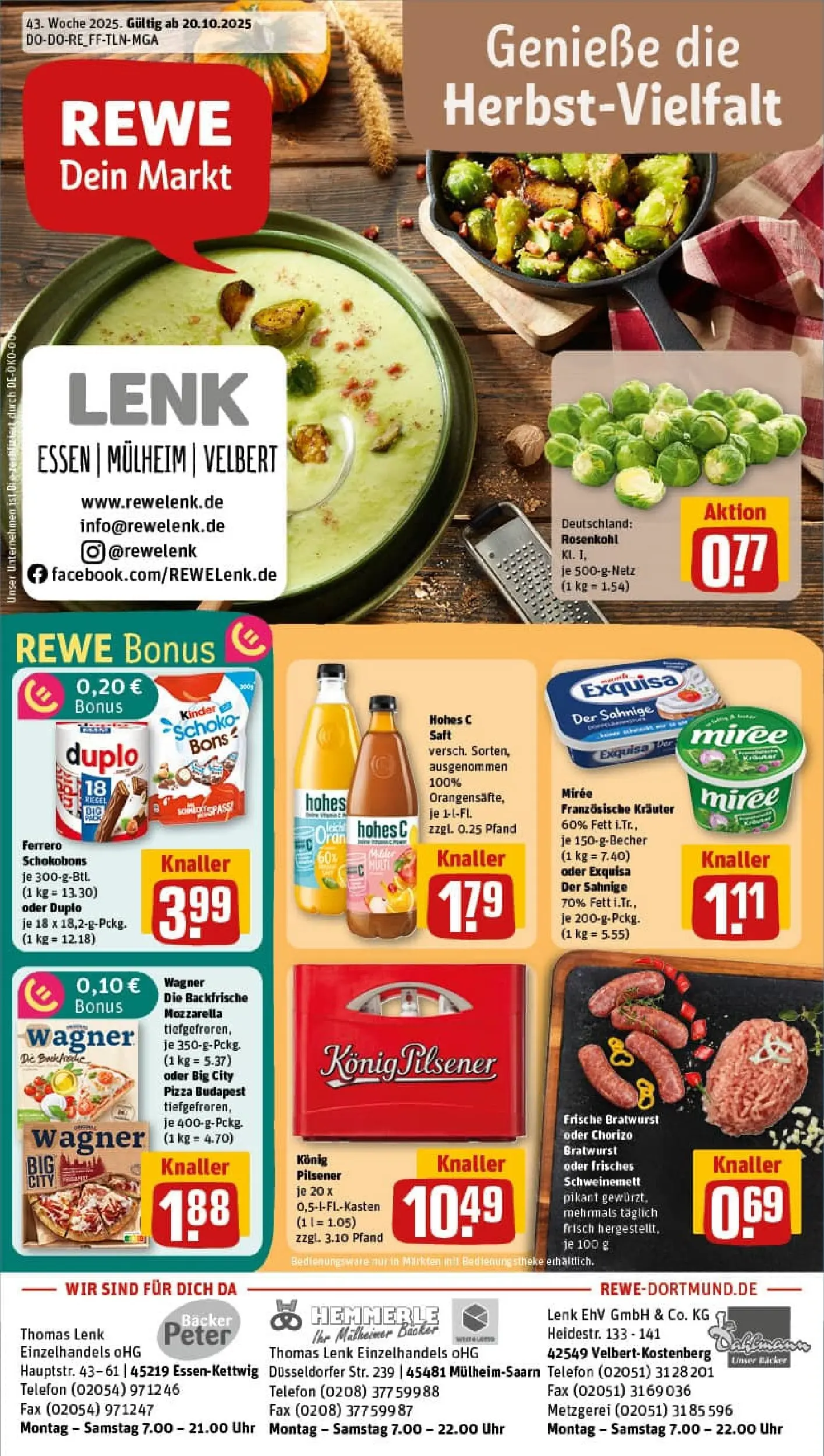REWE Prospekt ab 19.10.2025 zum Blättern » Angebote | Seite: 1 | Produkte: Mozzarella, Exquisa, Telefon, Uhr