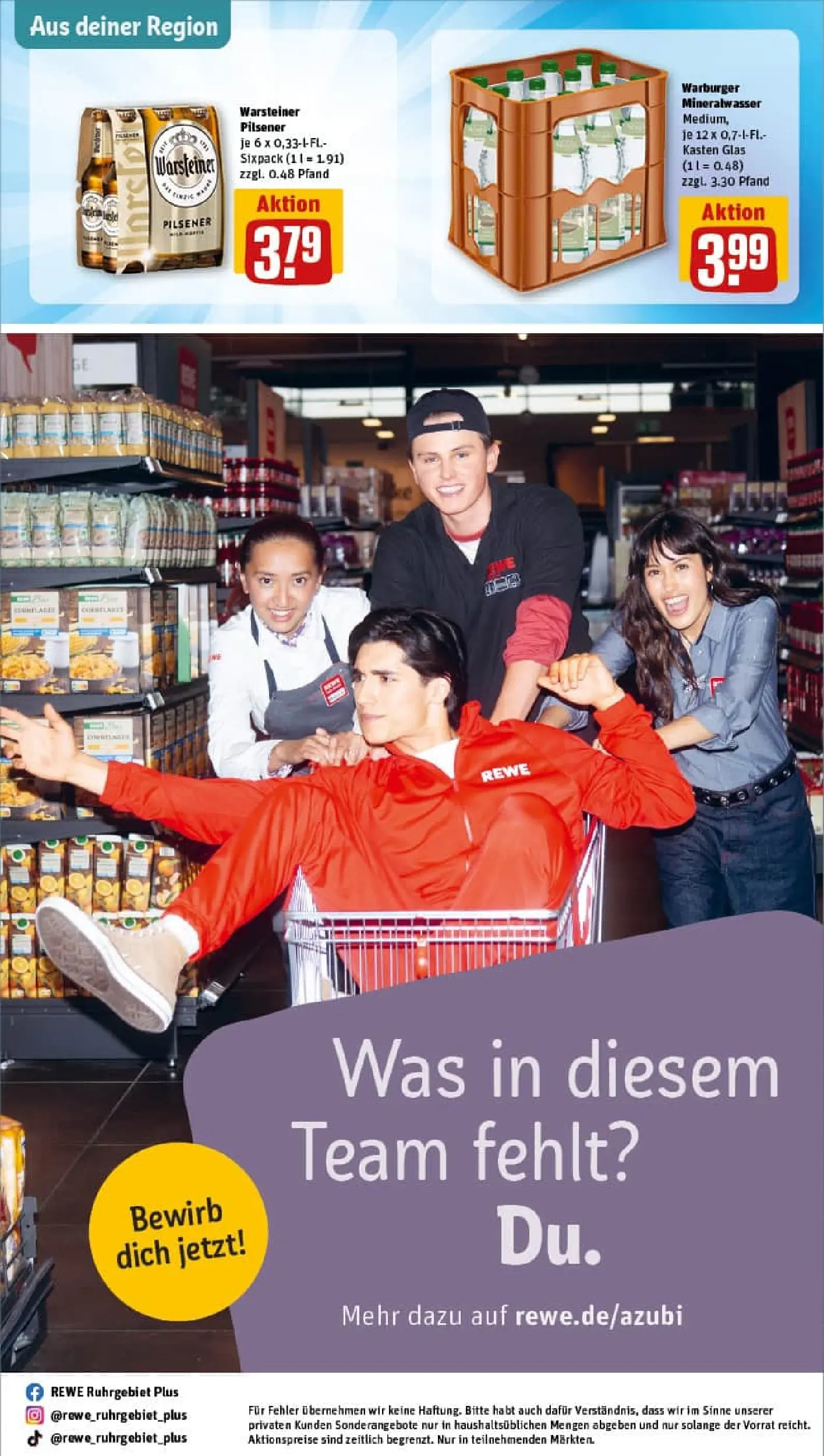 REWE Prospekt ab 19.10.2025 zum Blättern » Angebote | Seite: 33 | Produkte: Mineralwasser, Warsteiner