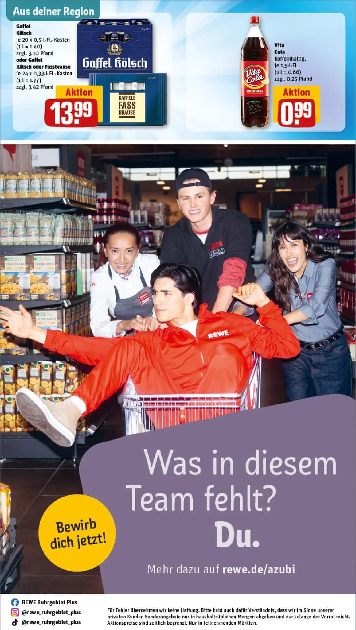 REWE Prospekt ab 19.10.2025 zum Blättern » Angebote | Seite: 33 | Produkte: Cola, Vita cola, Fassbrause