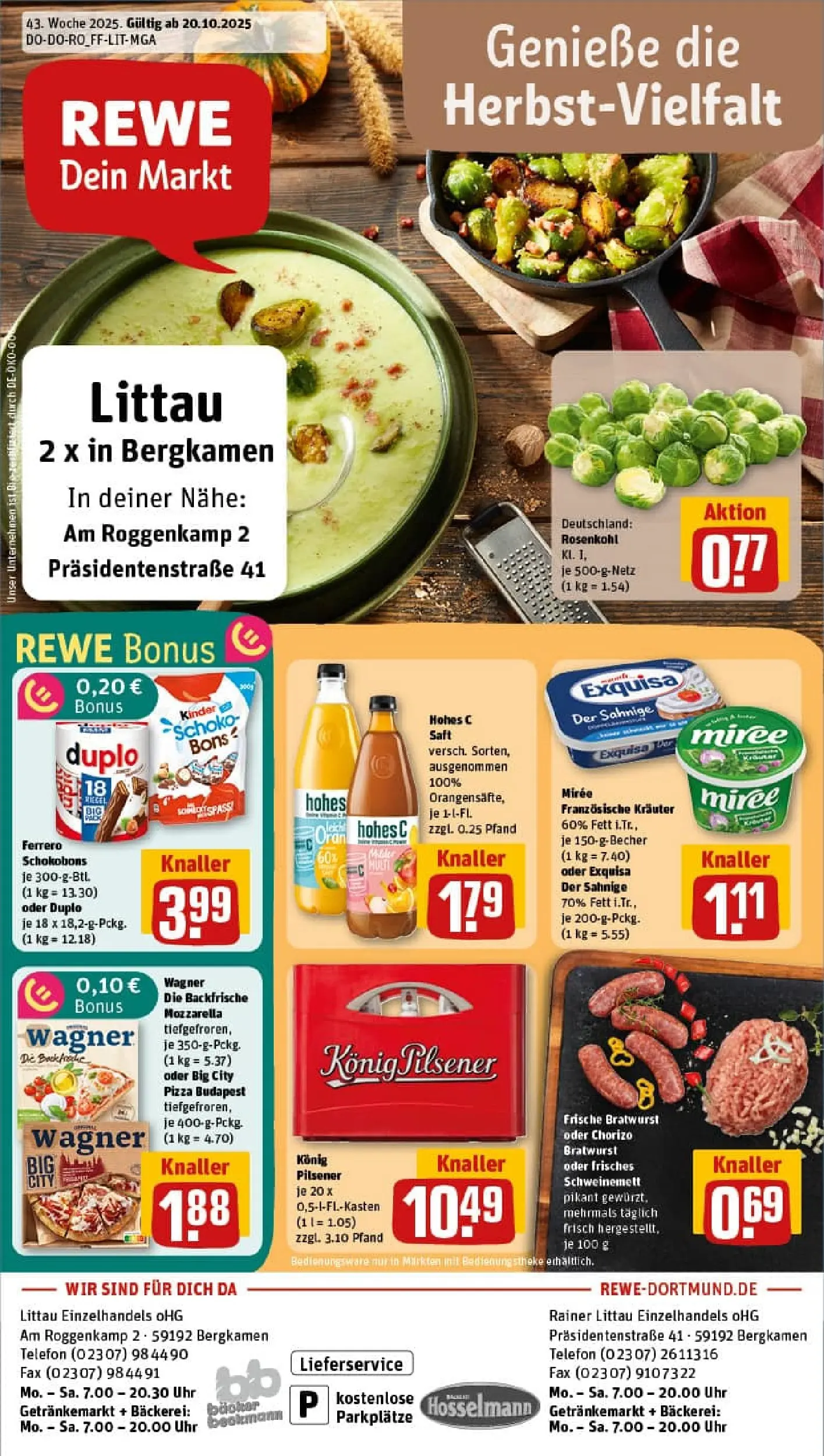 REWE Prospekt ab 19.10.2025 zum Blättern » Angebote | Seite: 1 | Produkte: Hohes c, Pizza, Telefon, Uhr