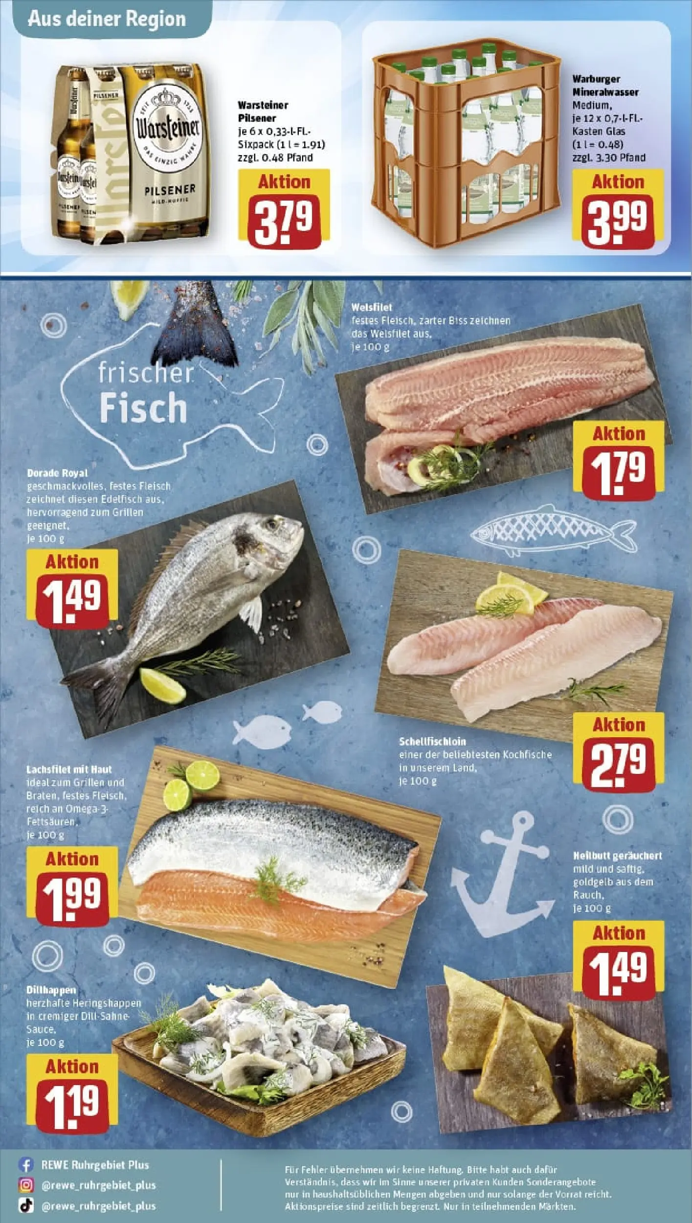 REWE Prospekt ab 19.10.2025 zum Blättern » Angebote | Seite: 33 | Produkte: Fisch, Warsteiner, Dill, Fleisch