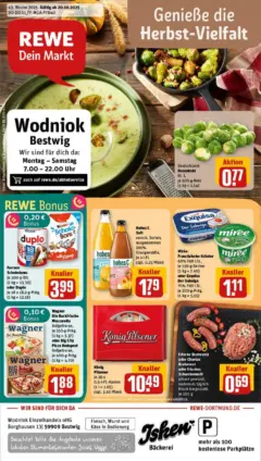 Krombacher Pils, Krombacher Pils versch. Sorten, je 20 x 0,5-l-FL-Kasten (1 l = 1.10) zzgl. 3.10 Pfand oder Pils versch. Sorten. je 24 x 0,33-l-FL-Kasten (1 l = 1.39) zzgl. 3.42 Pfand ab 19.10.2025 gültig | Seite: 29