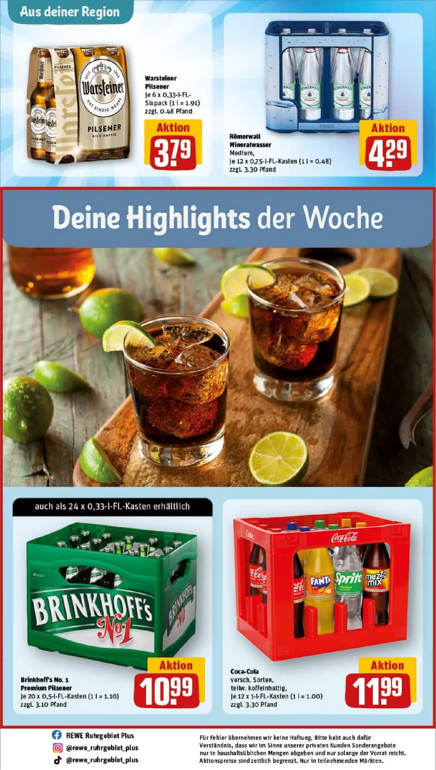 REWE Prospekt ab 19.10.2025 zum Blättern » Angebote | Seite: 33 | Produkte: Fanta, Sprite, Mineralwasser, Warsteiner