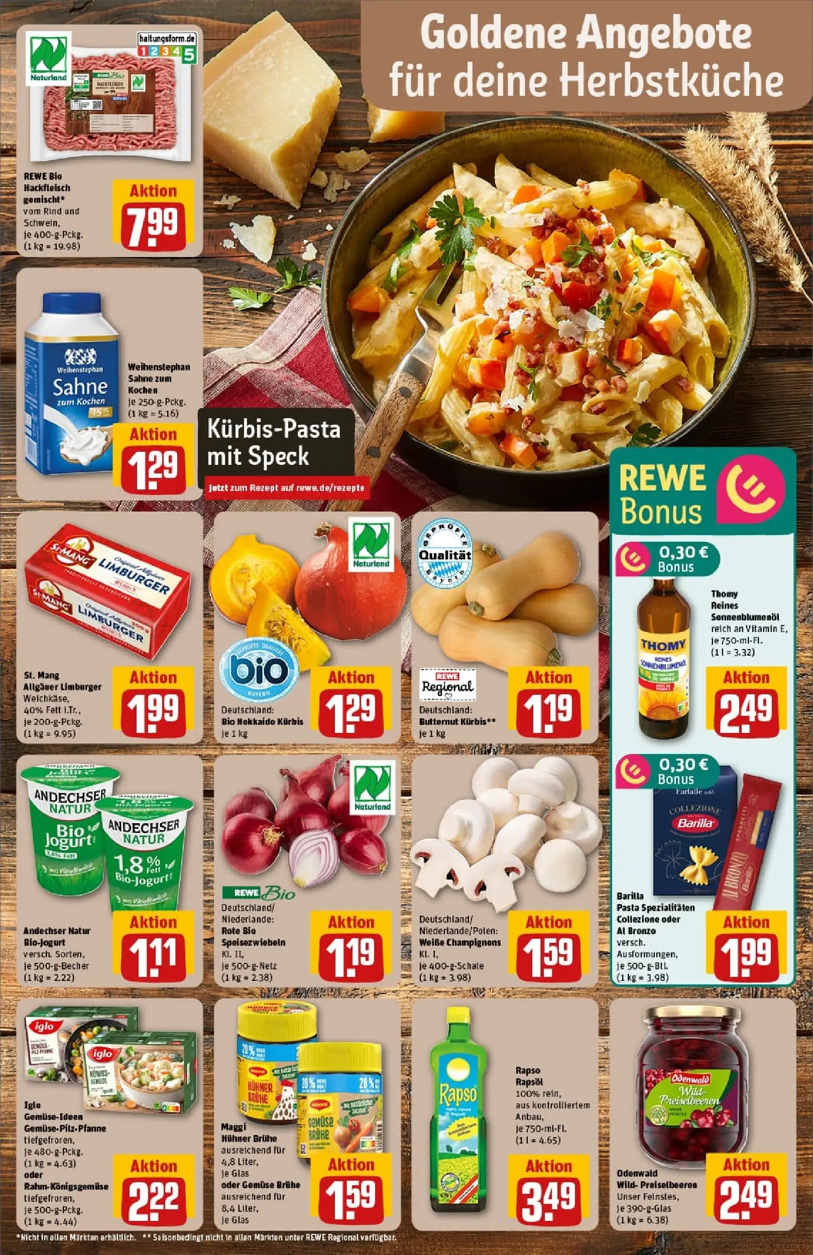 REWE Prospekt ab 19.10.2025 zum Blättern » Angebote | Seite: 23 | Produkte: Gemüse, Sahne, Rapso rapsol, Hackfleisch