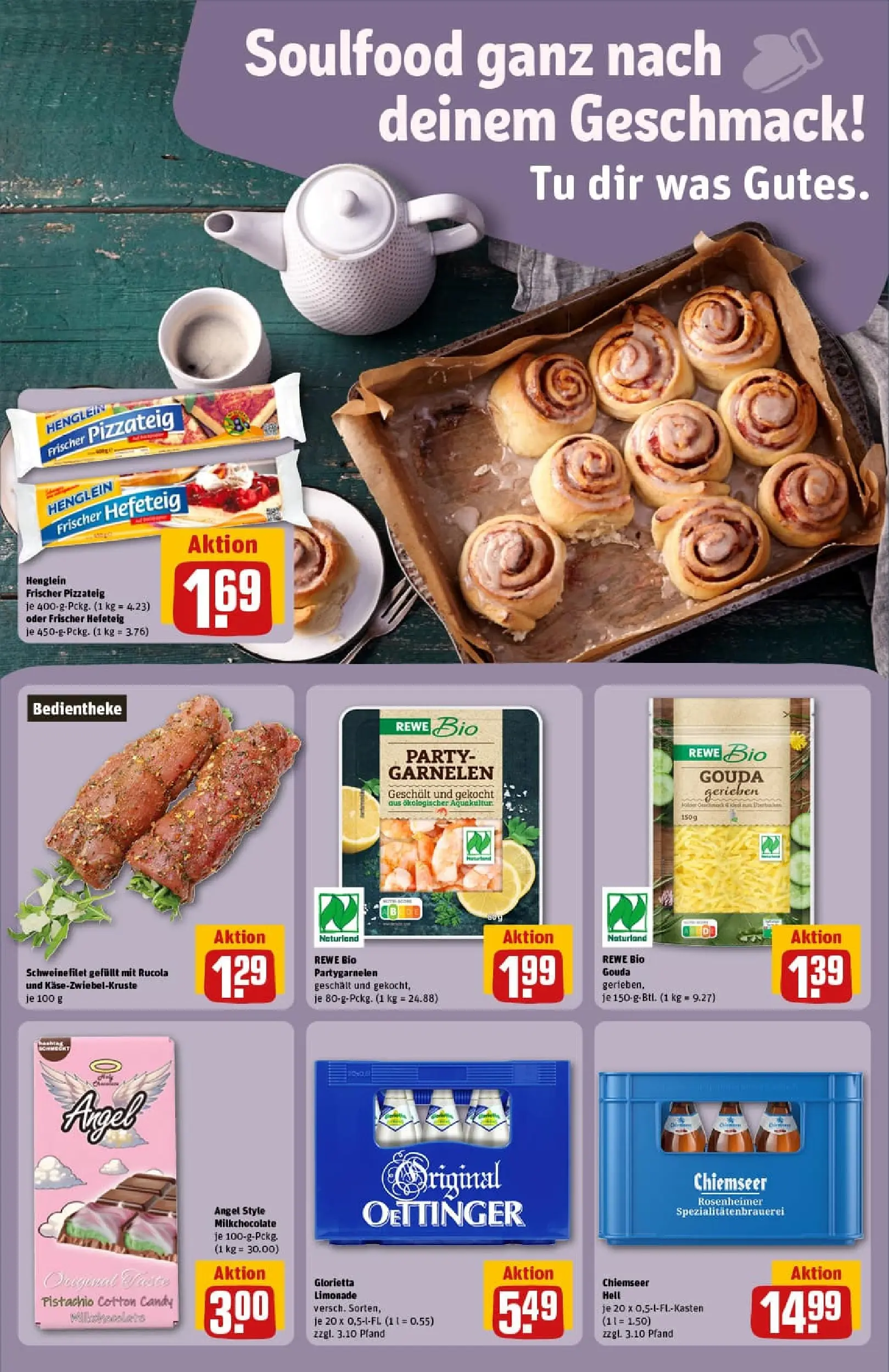 REWE Prospekt ab 19.10.2025 zum Blättern » Angebote | Seite: 39 | Produkte: Gouda, Rucola, Garnelen, Schweinefilet