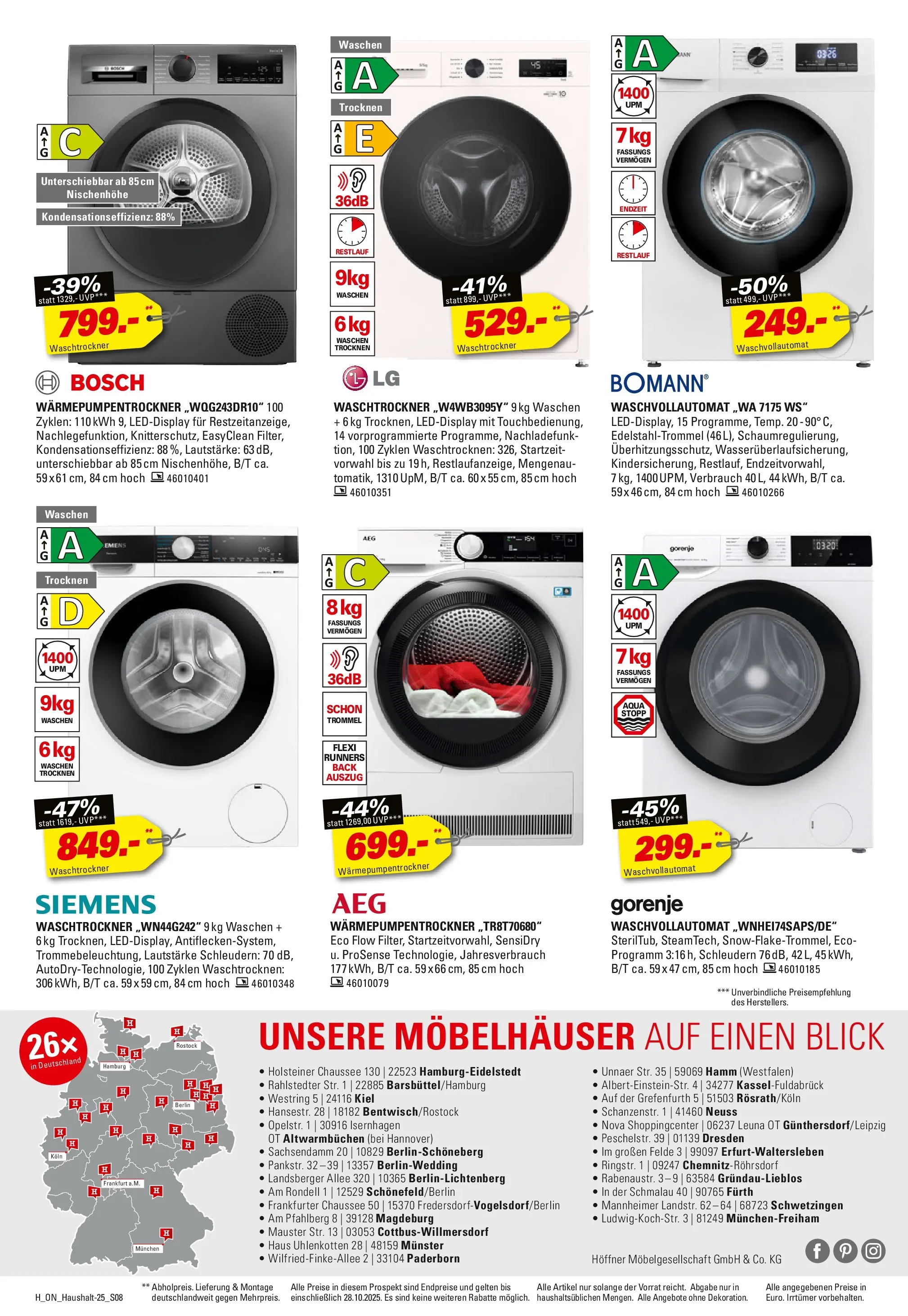 Höffner - Höffner: Haushalt Spezial (ab 14.10.2025) zum Blättern | Seite: 8 | Produkte: Bosch, Siemens, Gorenje, Waschtrockner