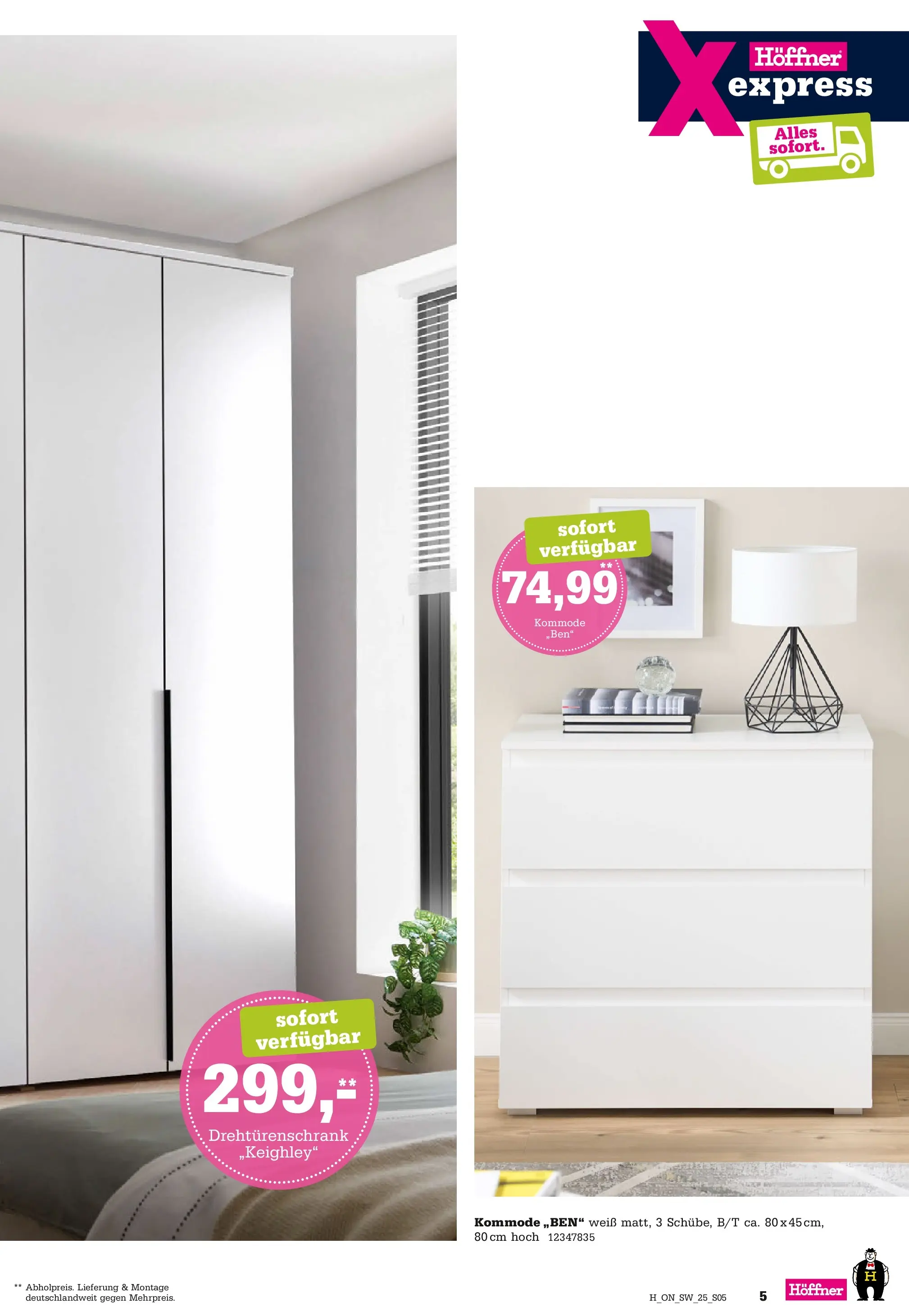 Höffner - Höffner: Express Spezial (ab 14.10.2025) zum Blättern | Seite: 5 | Produkte: Kommode, Drehtürenschrank
