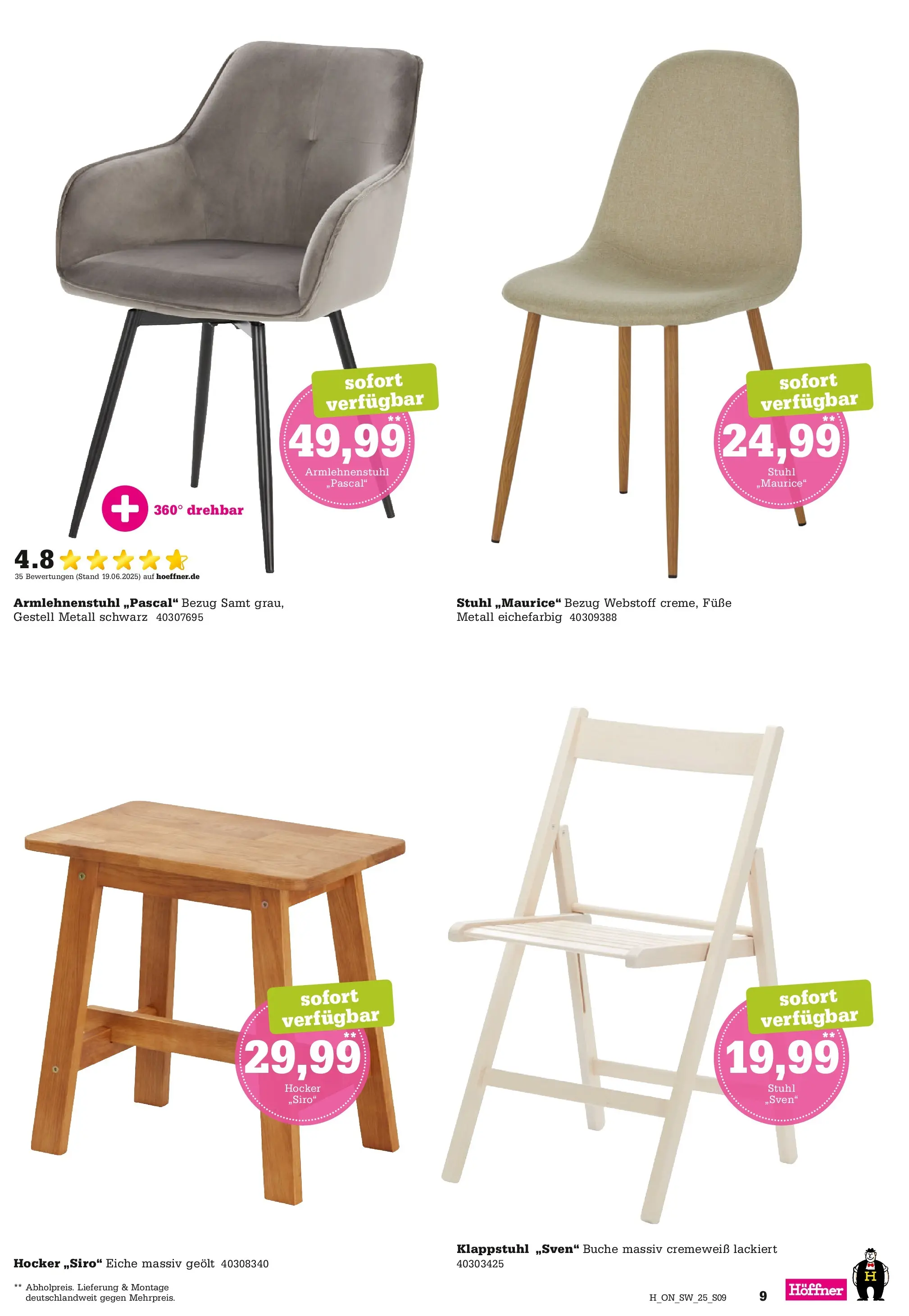 Höffner - Höffner: Express Spezial (ab 14.10.2025) zum Blättern | Seite: 9 | Produkte: Hocker, Stuhl