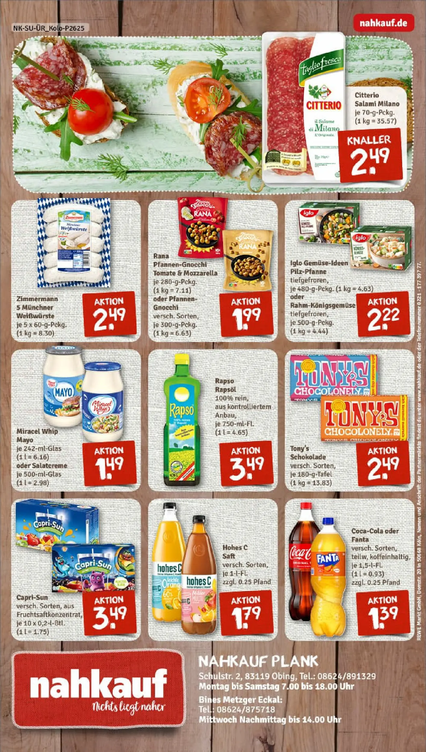 REWE Prospekt ab 19.10.2025 zum Blättern » Angebote | Seite: 8 | Produkte: Schokolade, Mayonnaise, Hohes c, Saft