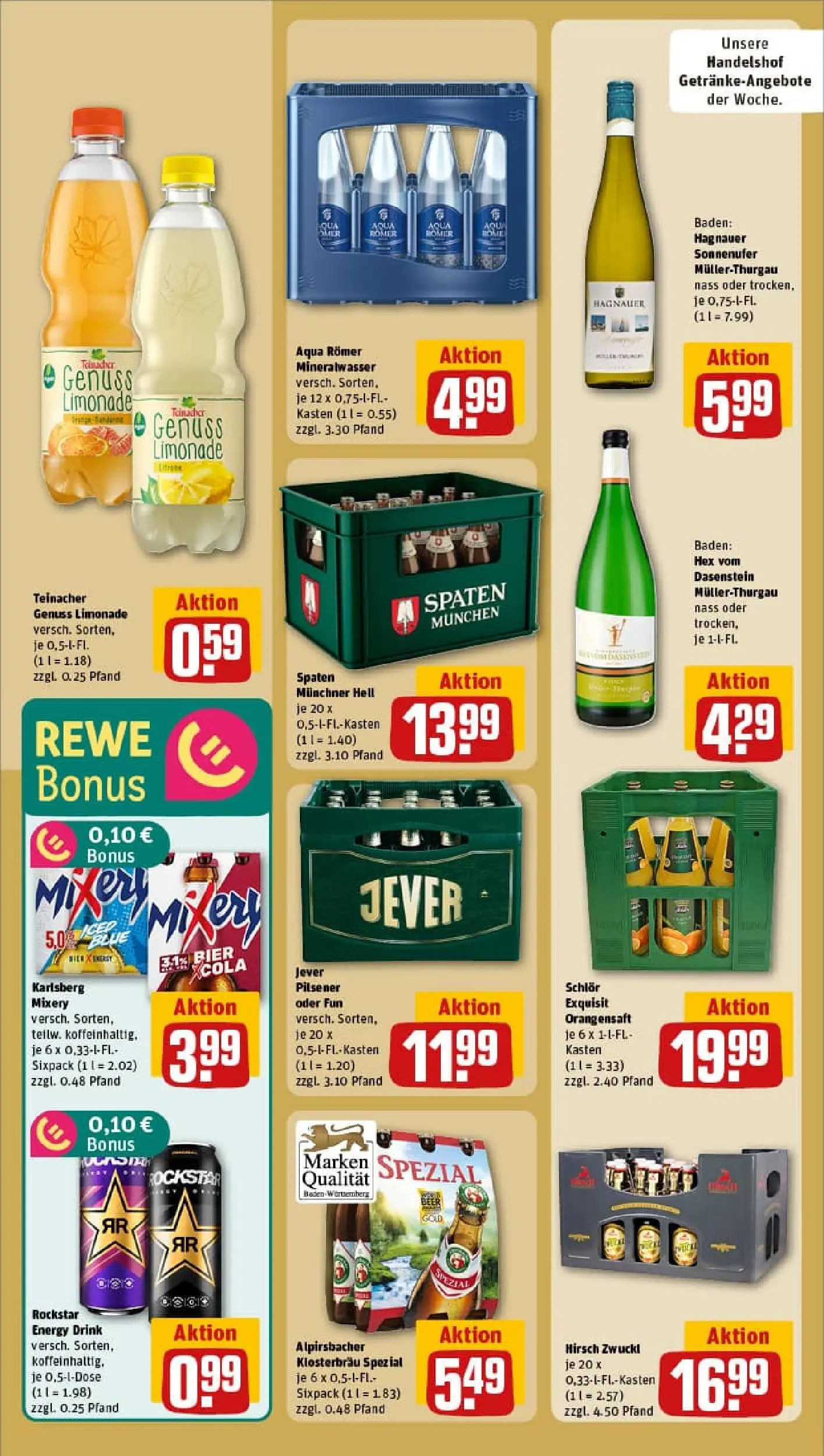 REWE Prospekt ab 19.10.2025 zum Blättern » Angebote | Seite: 18 | Produkte: Rockstar energy, Bier, Orangensaft, Mineralwasser
