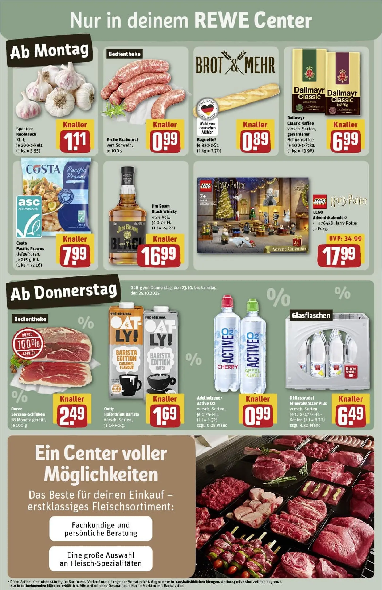 REWE Prospekt ab 19.10.2025 zum Blättern » Angebote | Seite: 5 | Produkte: Bratwurst, Mineralwasser, Haferdrink, Knoblauch
