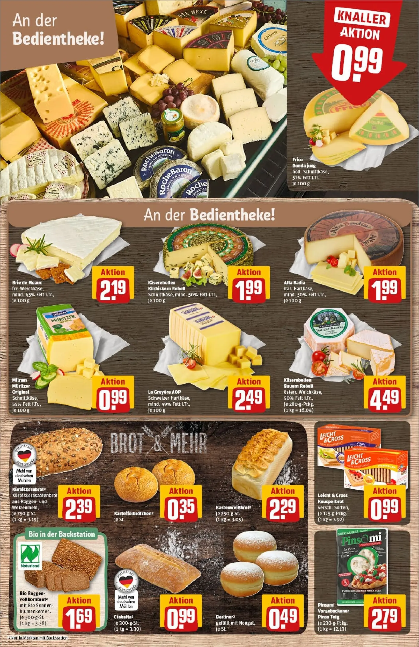 REWE Prospekt ab 19.10.2025 zum Blättern » Angebote | Seite: 13 | Produkte: Gouda, Milram, Brot, Pizza