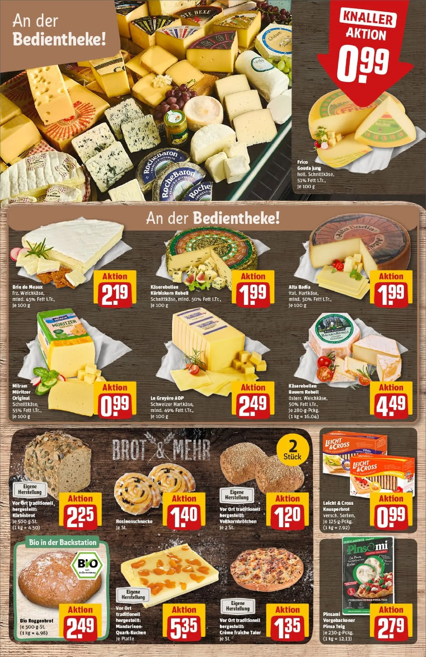 REWE Prospekt ab 19.10.2025 zum Blättern » Angebote | Seite: 13 | Produkte: Gouda, Milram, Brot, Pizza