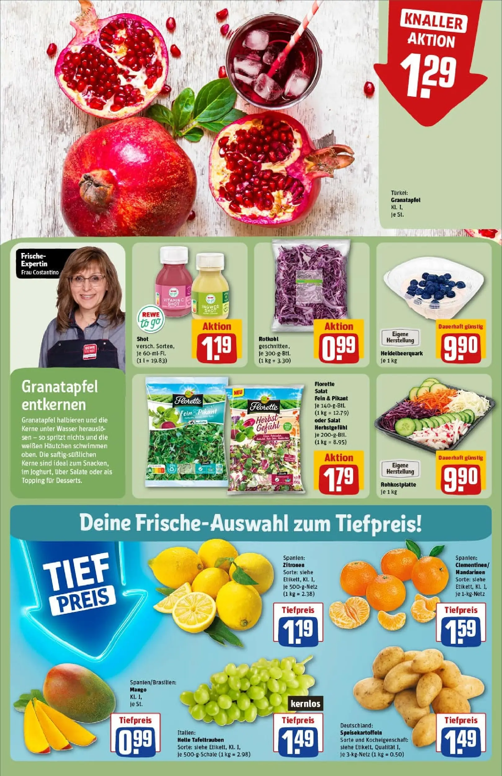 REWE Prospekt ab 19.10.2025 zum Blättern » Angebote | Seite: 8 | Produkte: Quark, Mandarinen, Wasser, Mango