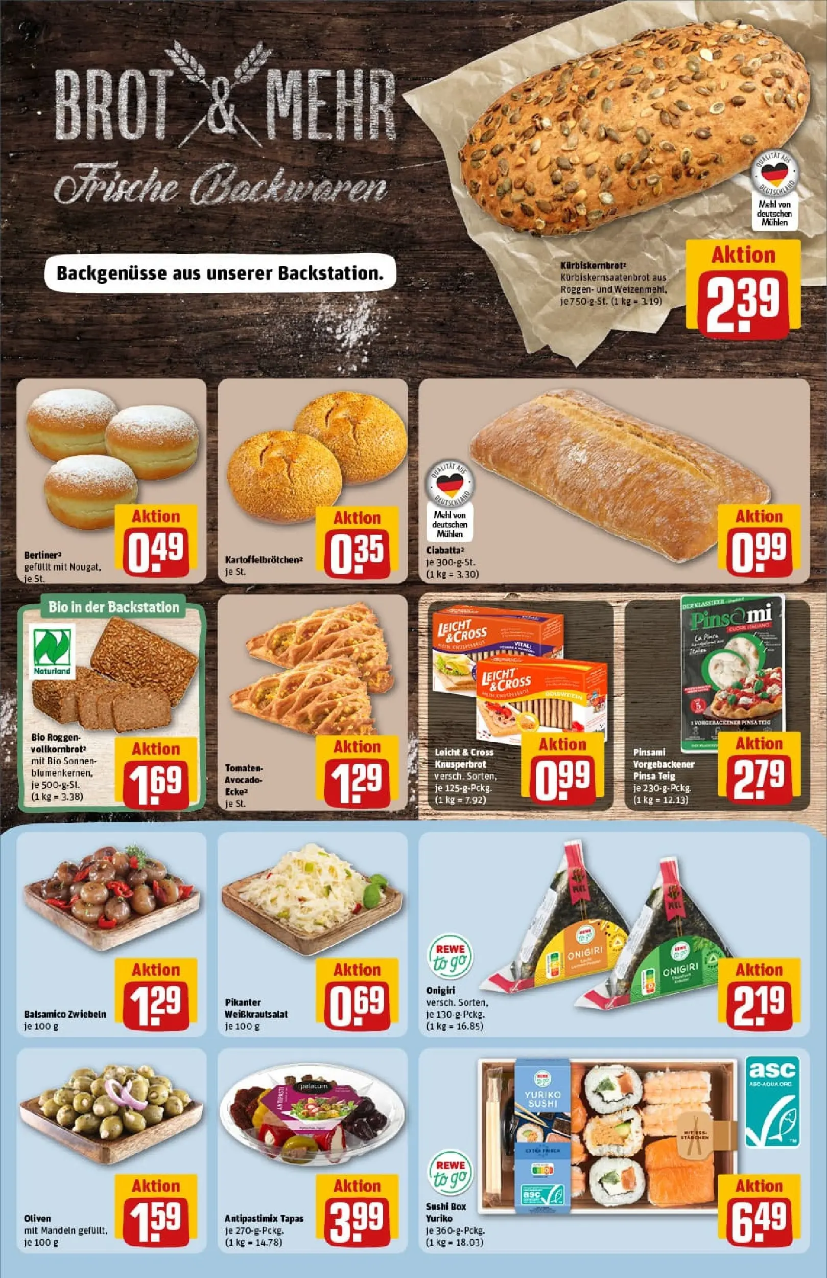 REWE Prospekt ab 19.10.2025 zum Blättern » Angebote | Seite: 14 | Produkte: Mehl, Balsamico, Zwiebeln, Brot