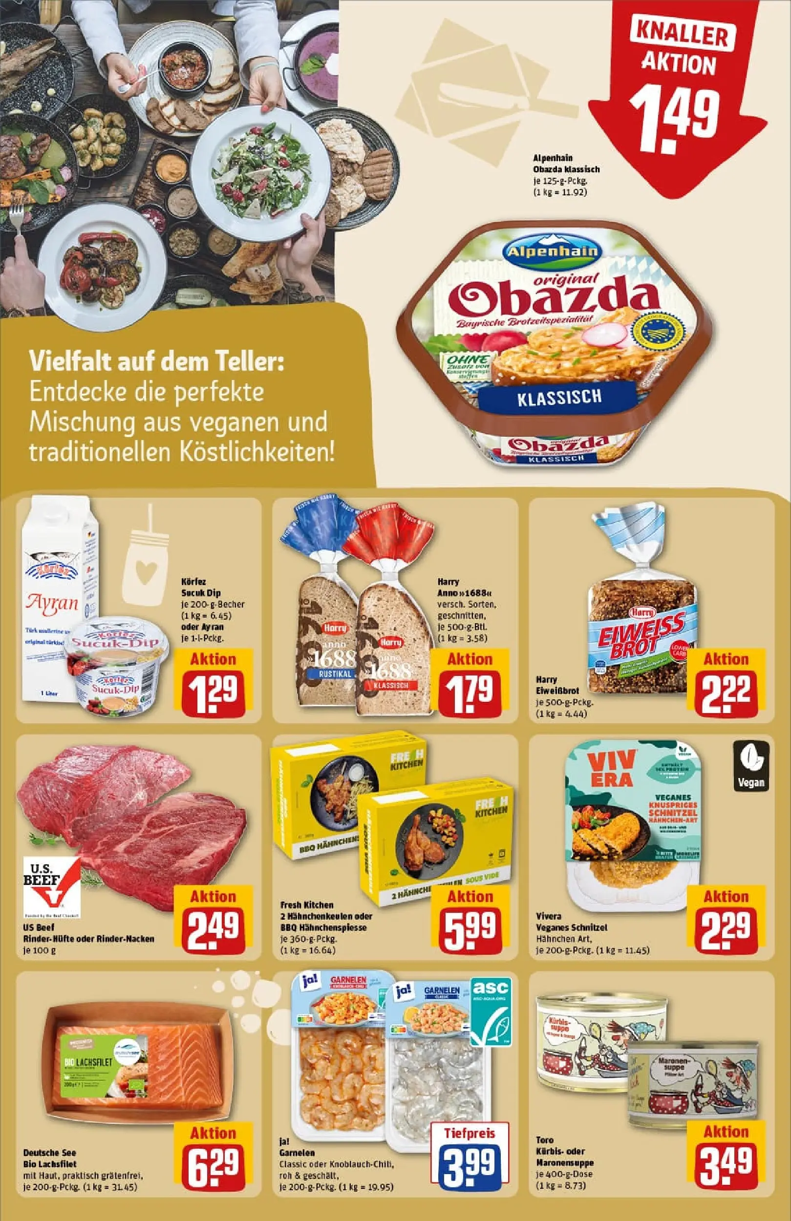 REWE Prospekt ab 19.10.2025 zum Blättern » Angebote | Seite: 20 | Produkte: Hahnchen, Garnelen, Schnitzel, Brot