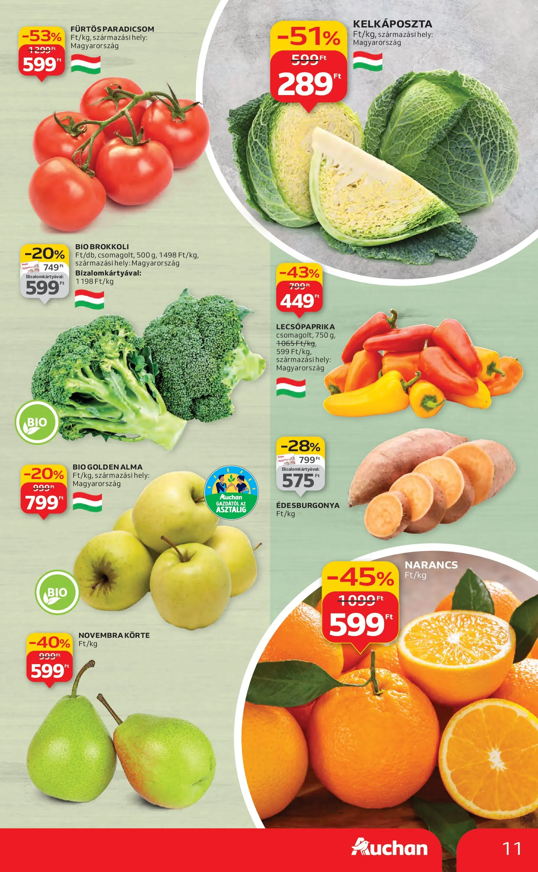 Akciós újság új Auchan - 2025.10.16. -tól/töl ⏳ | Oldal: 11 | Termékek: Körte, Édesburgonya, Kelkáposzta, Brokkoli Auchan Akciós újság Székesfehérvár - 2025.10.16. -tól/töl > akció, lapozható szórólap 🛍️ | Oldal: 11 | Termékek: Körte, Édesburgonya, Kelkáposzta, Brokkoli