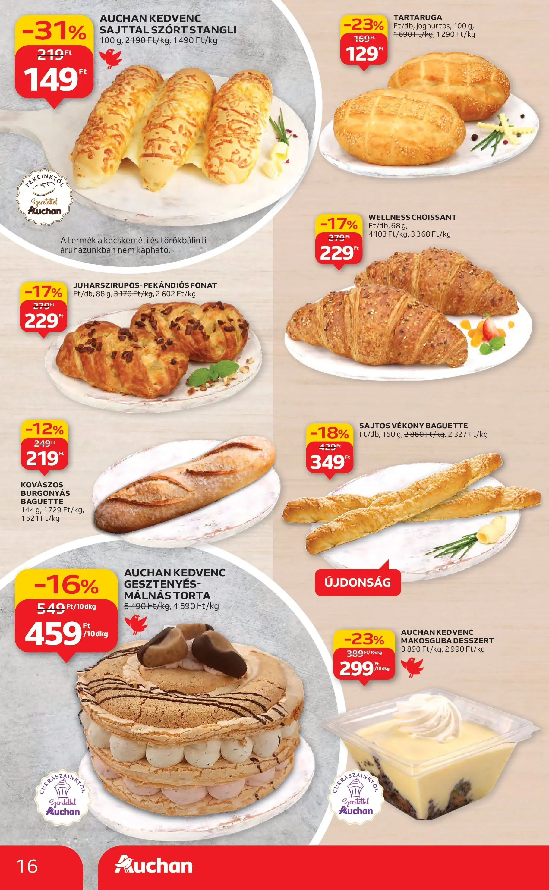 Akciós újság új Auchan - 2025.10.16. -tól/töl ⏳ | Oldal: 16 | Termékek: Torta, Croissant, Stangli Auchan Akciós újság Székesfehérvár - 2025.10.16. -tól/töl > akció, lapozható szórólap 🛍️ | Oldal: 16 | Termékek: Torta, Croissant, Stangli
