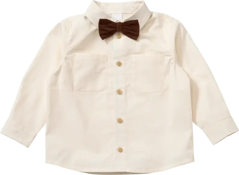 ALANA Set mit Popelin-Hemd & Cord-Fliege, weiß + braun, Gr. 104
