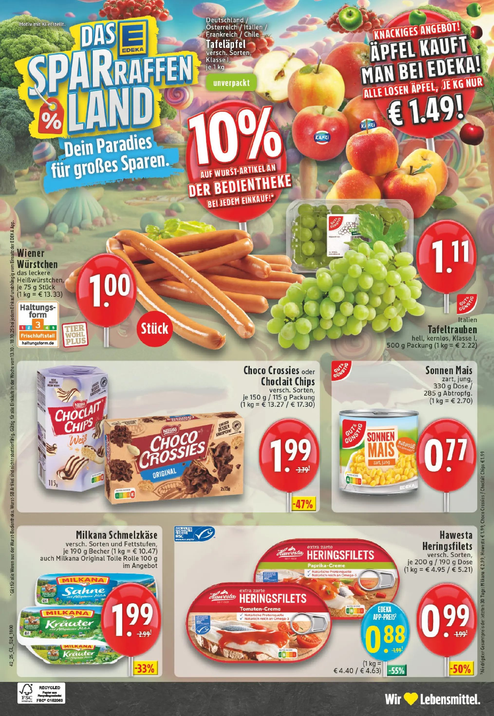 Edeka prospekt Borgholzhausen	 (ab 13.10.2025) » Angebote Online | Seite: 24 | Produkte: Milkana, Äpfel, Chips, Sahne