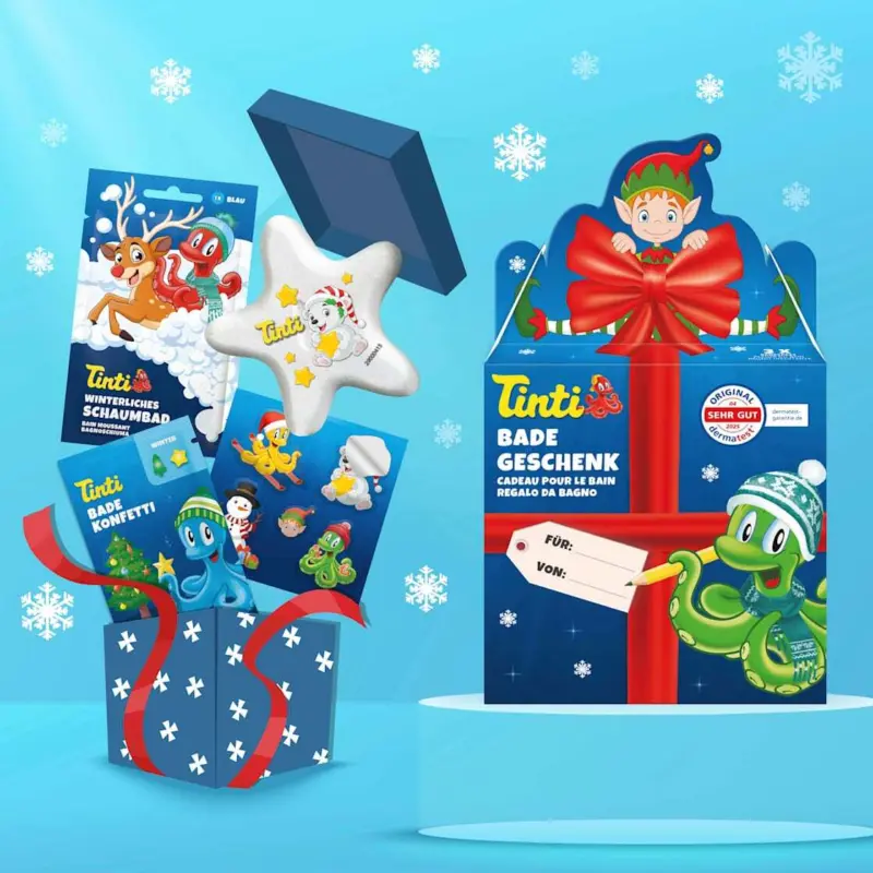 Tinti Geschenkset Kinder Badezusatz Badegeschenk Weihnachten 4tlg