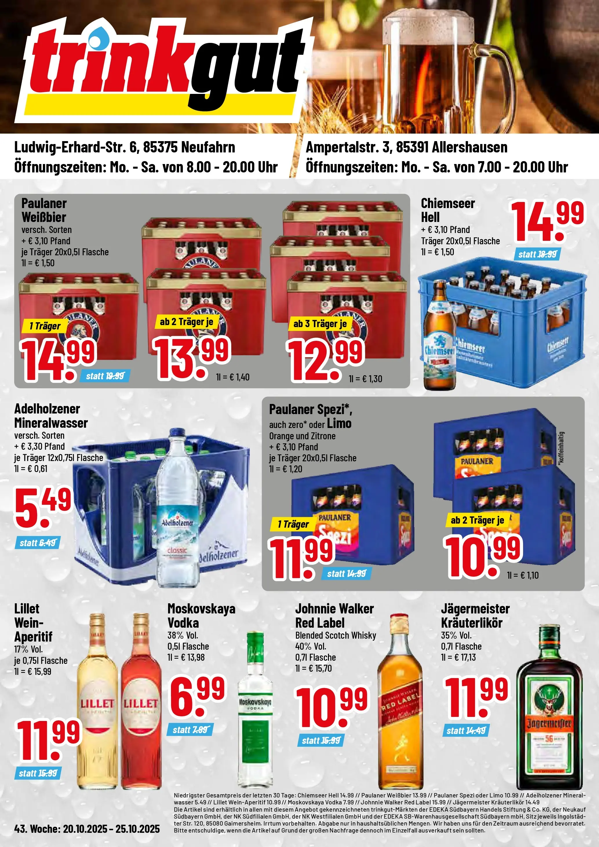 Trinkgut - trinkgut: Wochenangebote (ab 19.10.2025) » Angebote online | Seite: 1 | Produkte: Whisky, Zitrone, Wein, Johnnie walker