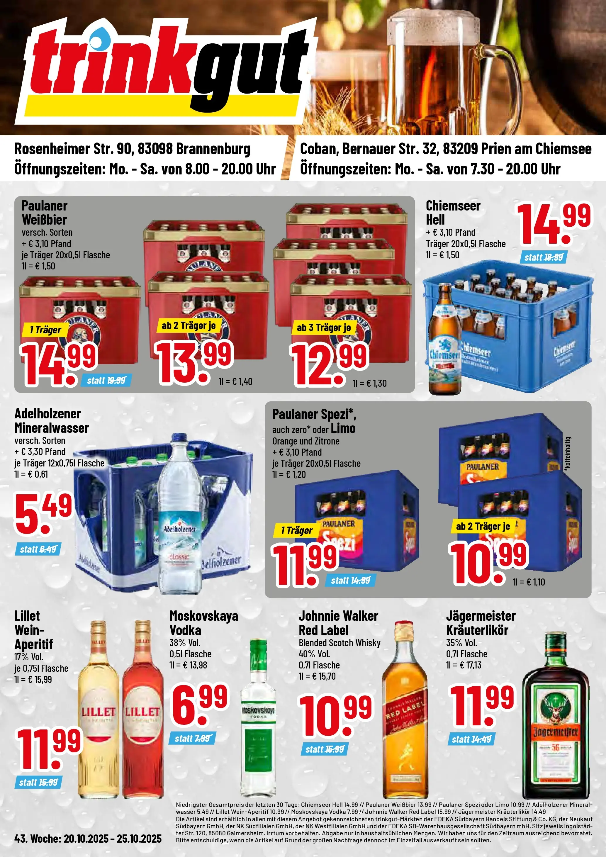 Trinkgut - trinkgut: Wochenangebote (ab 19.10.2025) » Angebote online | Seite: 1 | Produkte: Whisky, Lillet, Zitrone, Wein