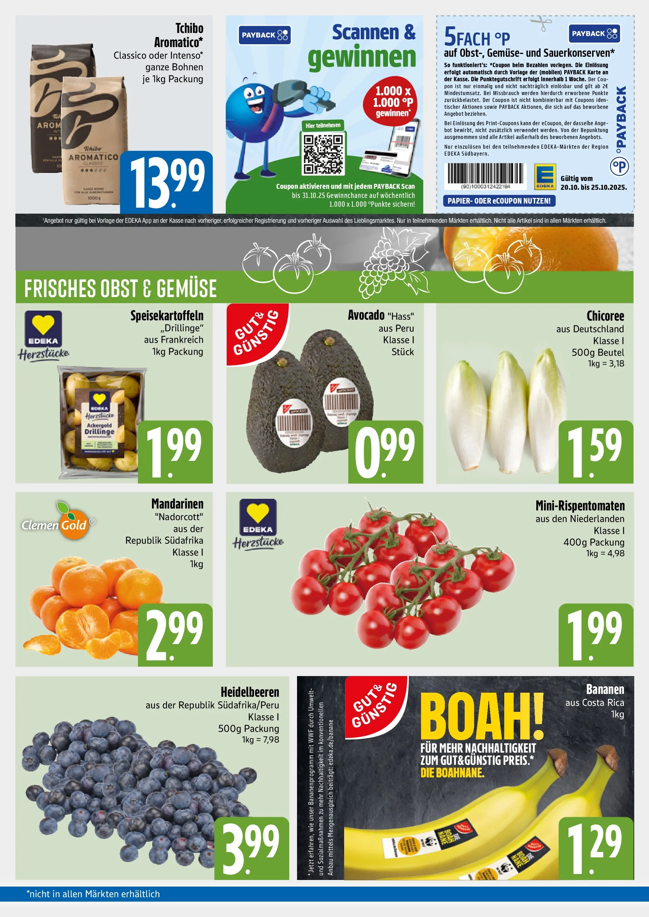 Edeka prospekt München	 (ab 19.10.2025) » Angebote Online | Seite: 3 | Produkte: Bananen, Mandarinen, Heidelbeeren, Avocado