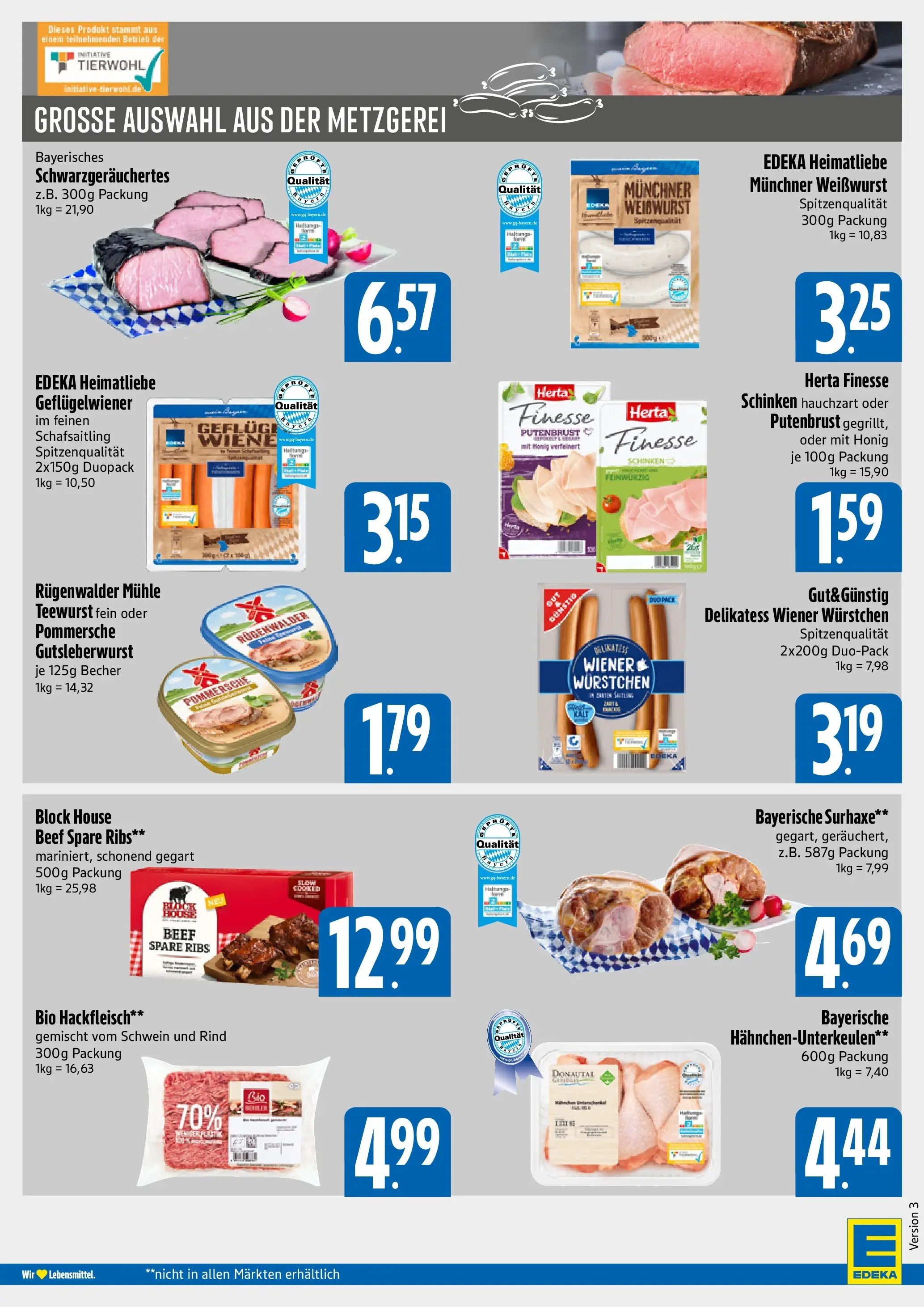Edeka prospekt München	 (ab 19.10.2025) » Angebote Online | Seite: 4 | Produkte: Wiener wurstchen, Spare ribs, Weißwurst, Schinken