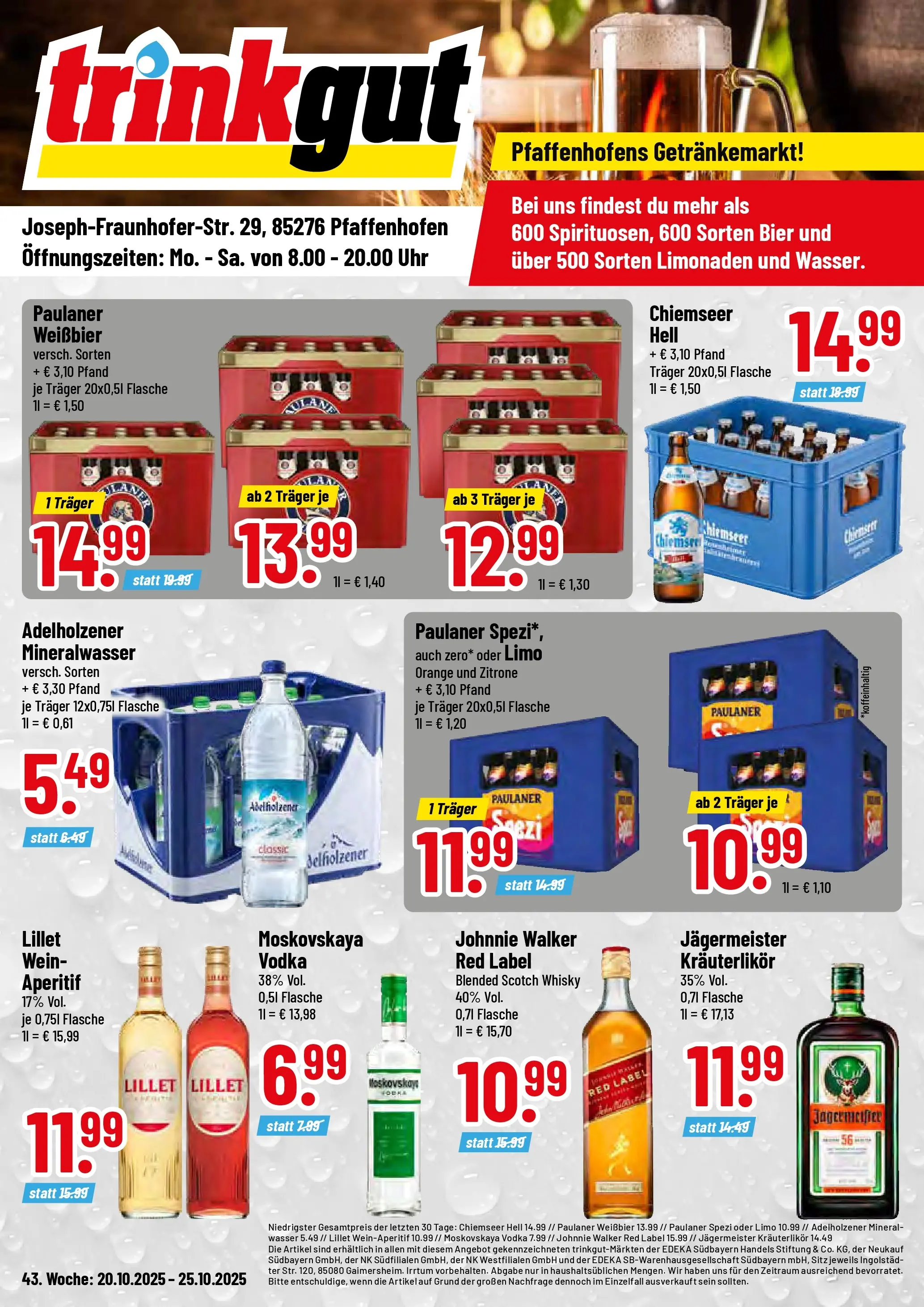 Trinkgut - trinkgut: Wochenangebote (ab 19.10.2025) » Angebote online | Seite: 1 | Produkte: Weißbier, Mineralwasser, Wasser, Zitrone