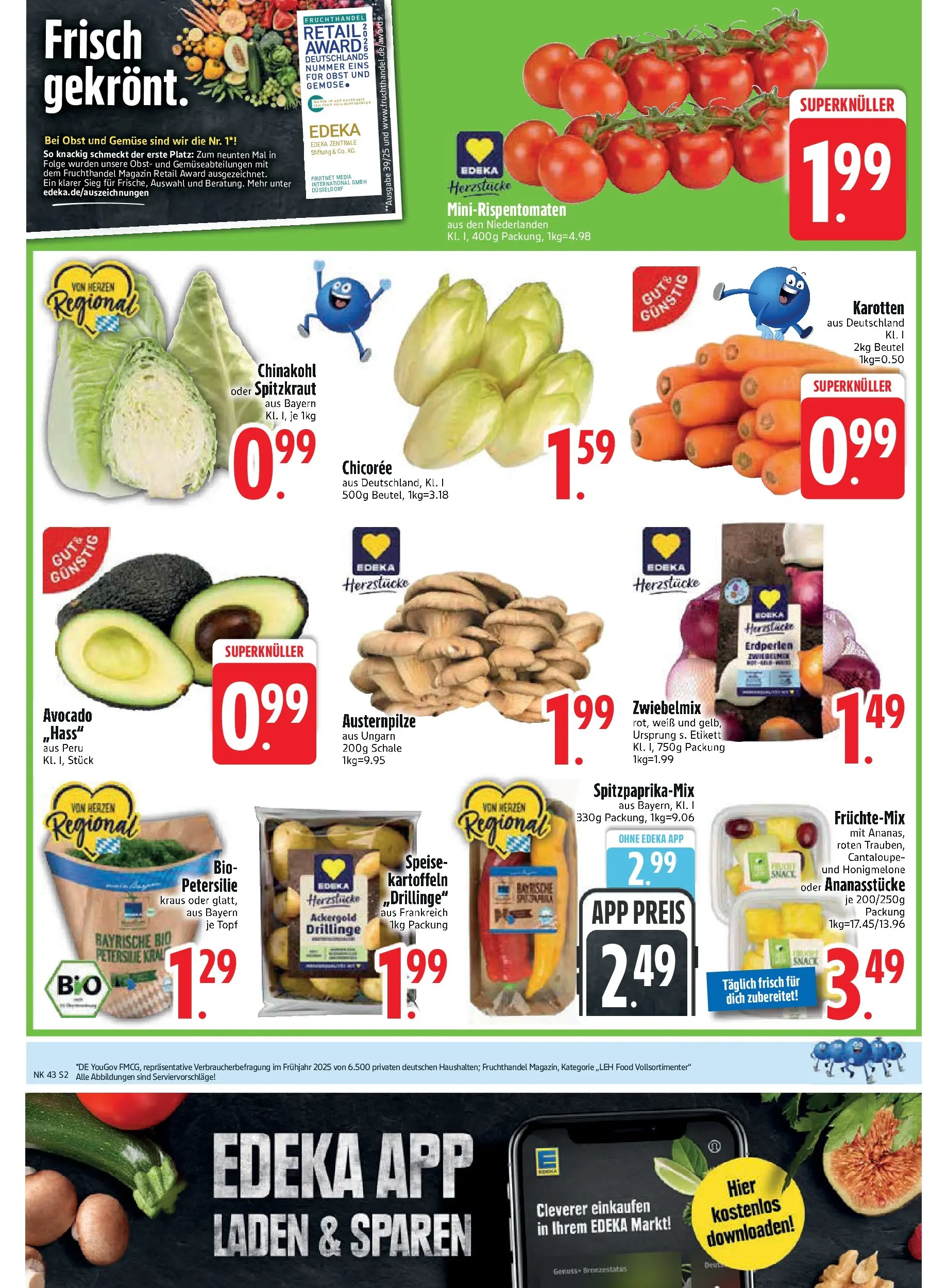 Edeka prospekt Asbach-Bäumenheim	 (ab 19.10.2025) » Angebote Online | Seite: 2 | Produkte: Honigmelone, Gemüse, Chinakohl, Petersilie