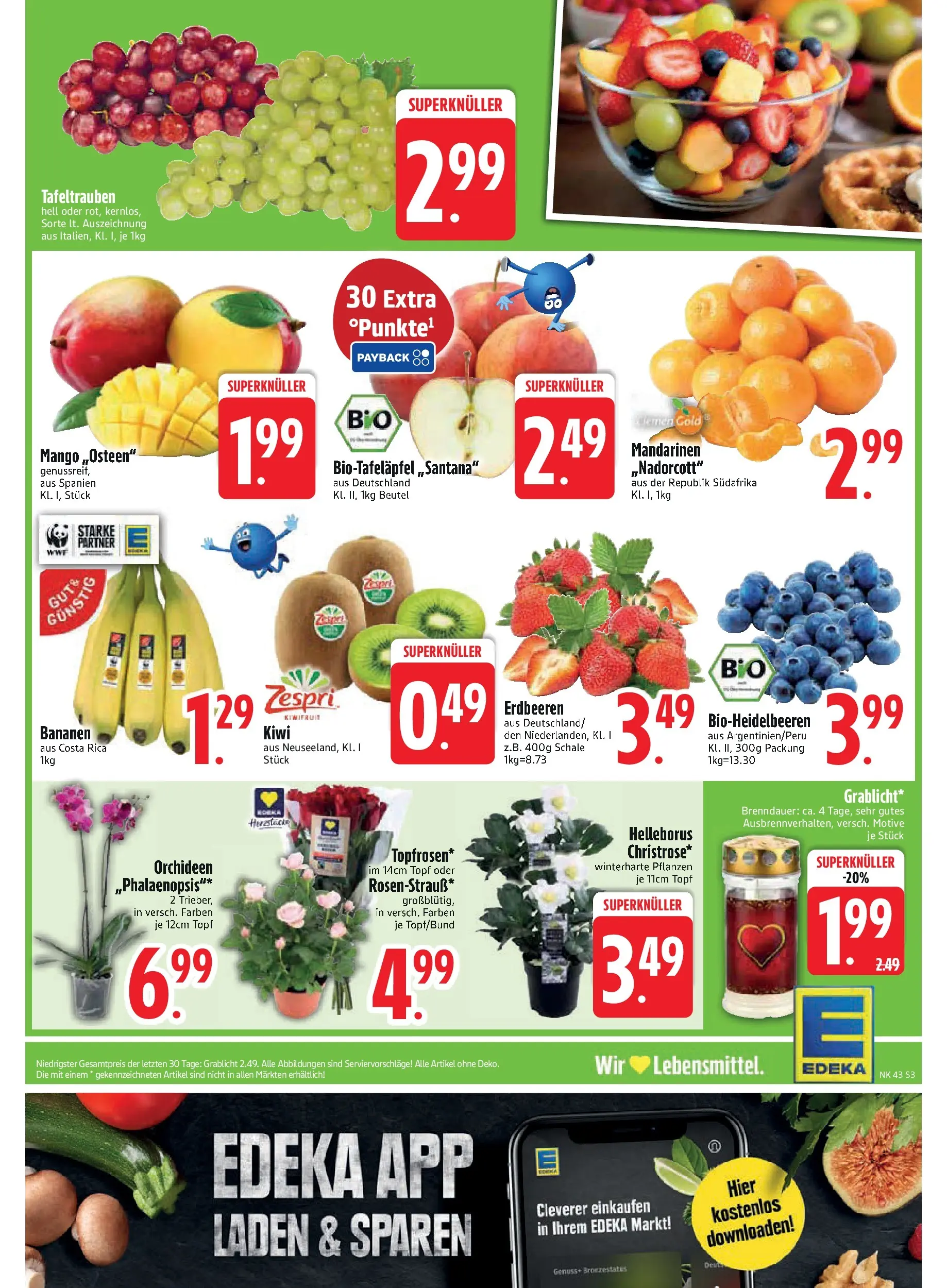 Edeka prospekt Asbach-Bäumenheim	 (ab 19.10.2025) » Angebote Online | Seite: 3 | Produkte: Bananen, Mandarinen, Mango, Erdbeeren