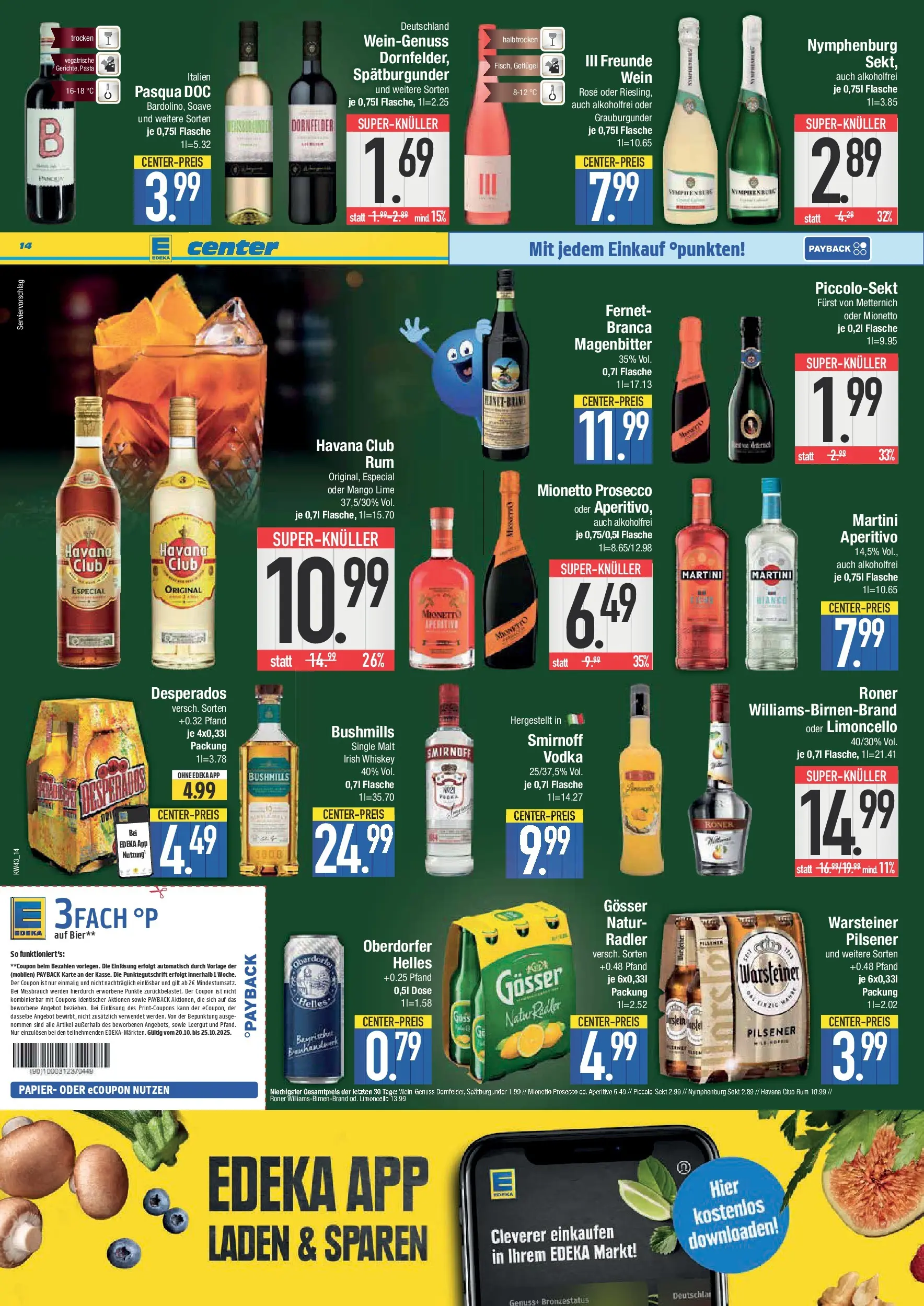 Edeka prospekt Piding	 (ab 19.10.2025) » Angebote Online | Seite: 14 | Produkte: Furst von metternich, Radler, Mango, Pasta