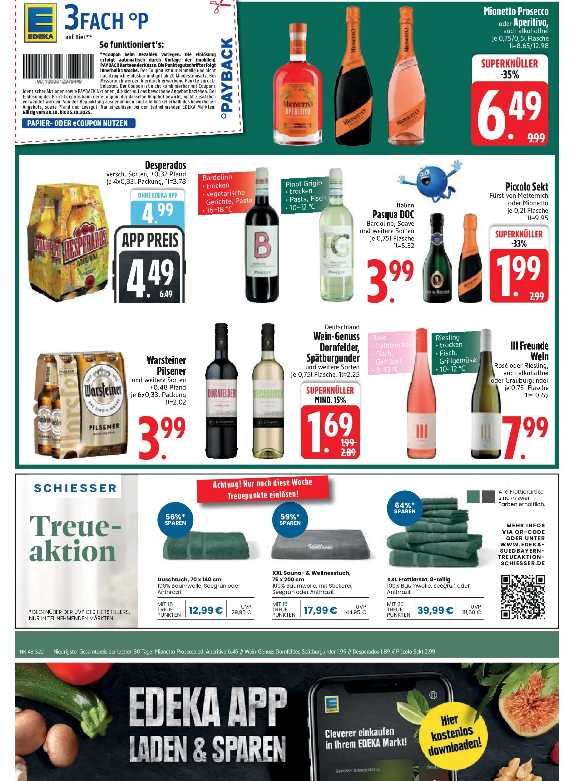 Edeka prospekt Asbach-Bäumenheim	 (ab 19.10.2025) » Angebote Online | Seite: 22 | Produkte: Furst von metternich, Sekt, Prosecco, Desperados