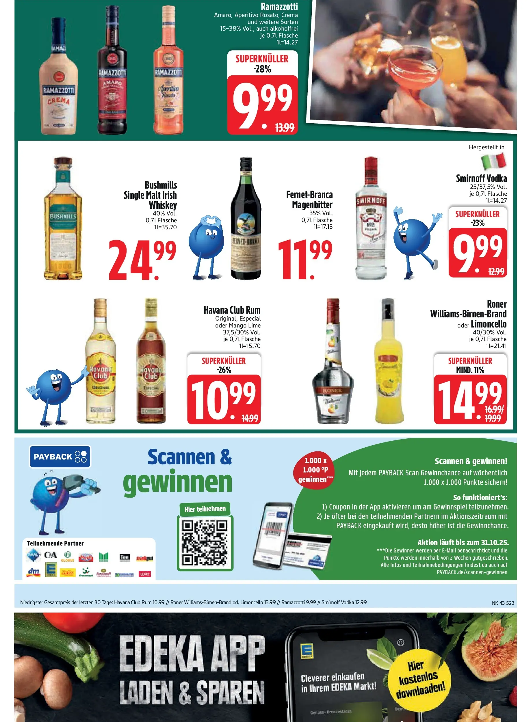 Edeka prospekt Asbach-Bäumenheim	 (ab 19.10.2025) » Angebote Online | Seite: 23 | Produkte: Mango, Smirnoff, Limoncello, Ramazzotti