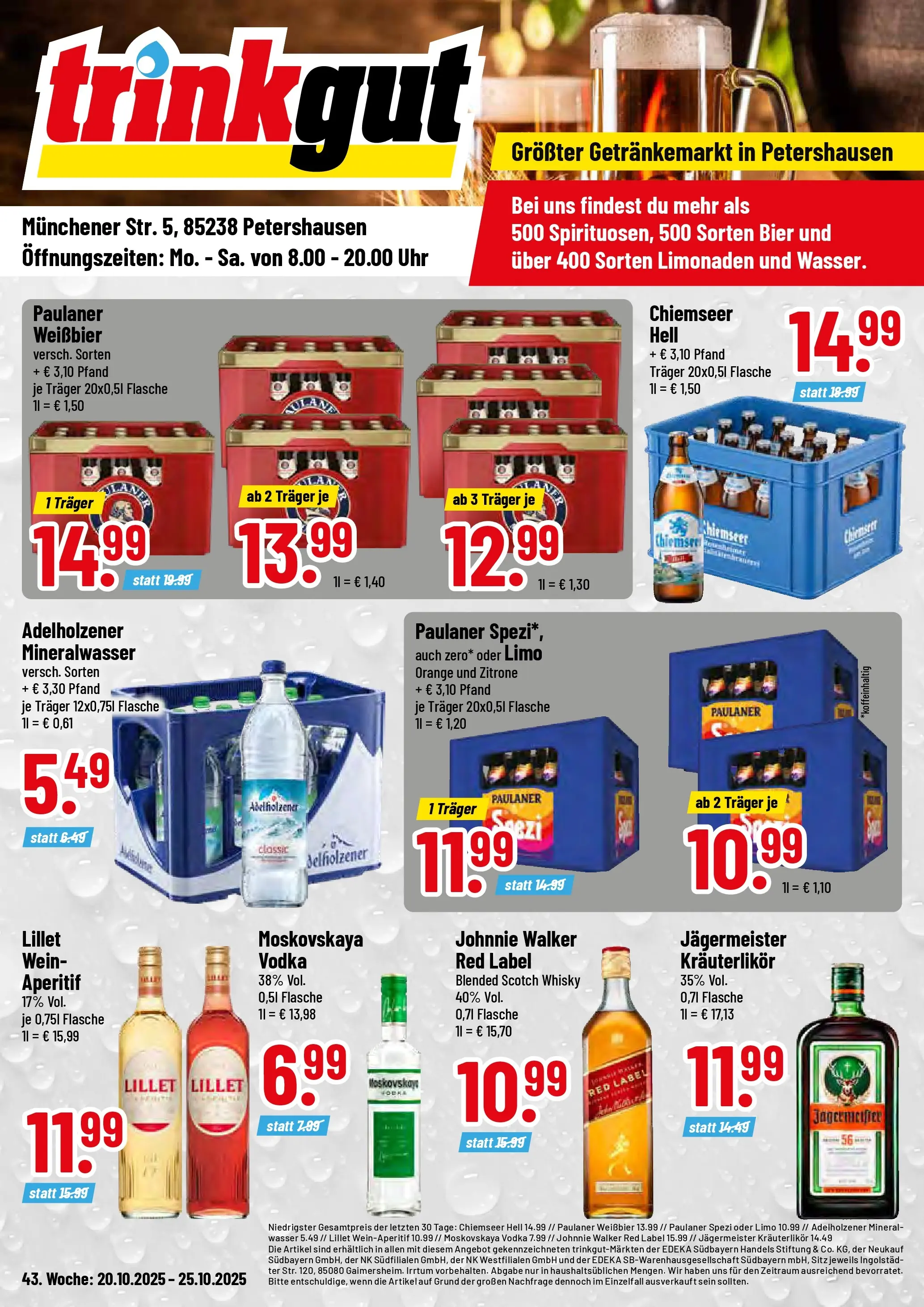 Trinkgut - trinkgut: Wochenangebote (ab 19.10.2025) » Angebote online | Seite: 1 | Produkte: Whisky, Weißbier, Lillet, Wein