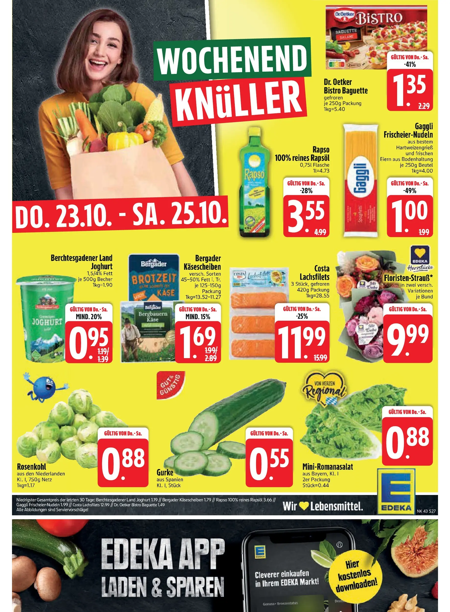 Edeka prospekt Asbach-Bäumenheim	 (ab 19.10.2025) » Angebote Online | Seite: 27 | Produkte: Joghurt, Rapsöl, Baguette, Salami