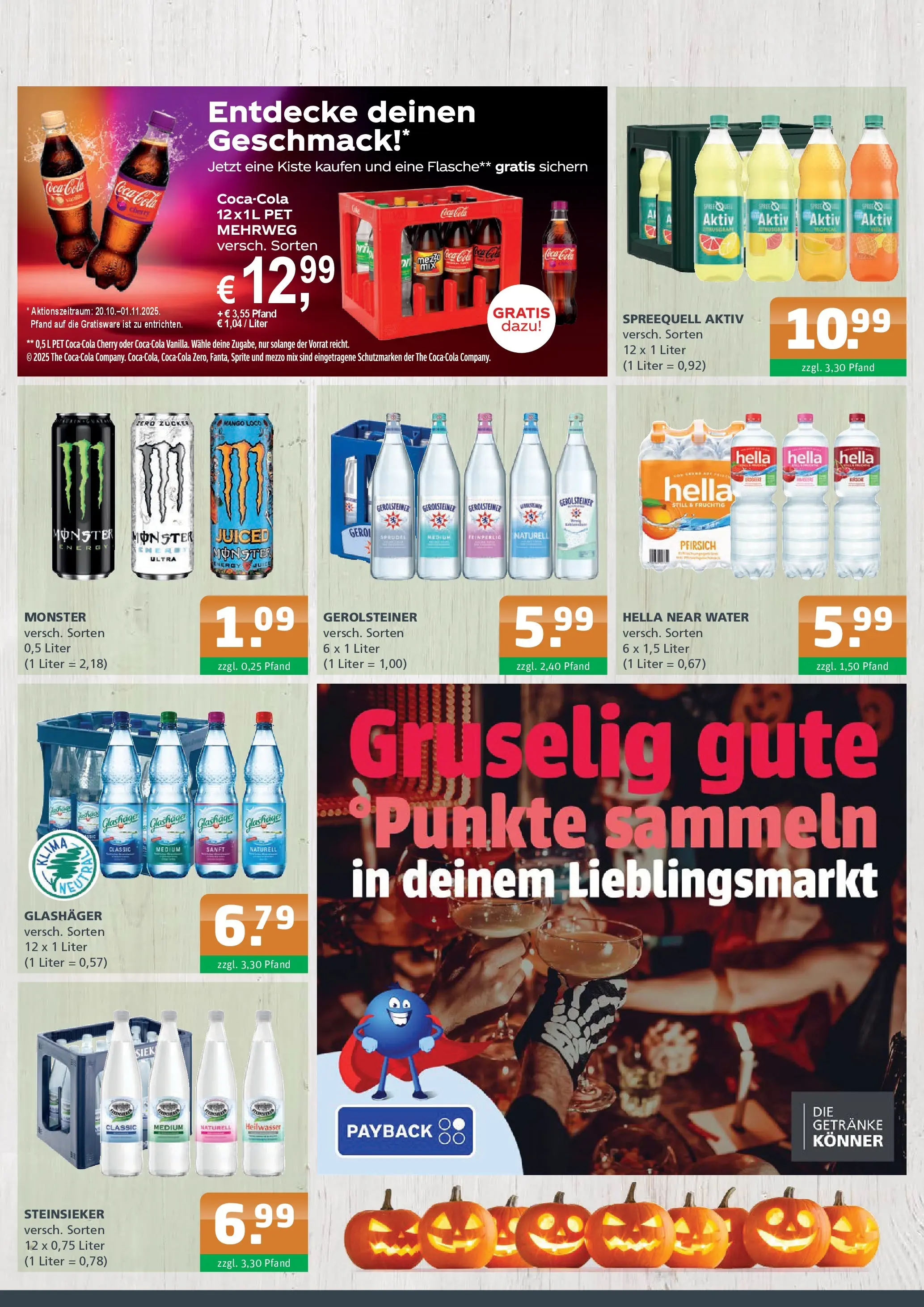 Entdecke - Getränke A-Z: Getränkeangebote (ab 19.10.2025) zum Blättern | Seite: 3 | Produkte: Sprite, Monster, Hella, Mango