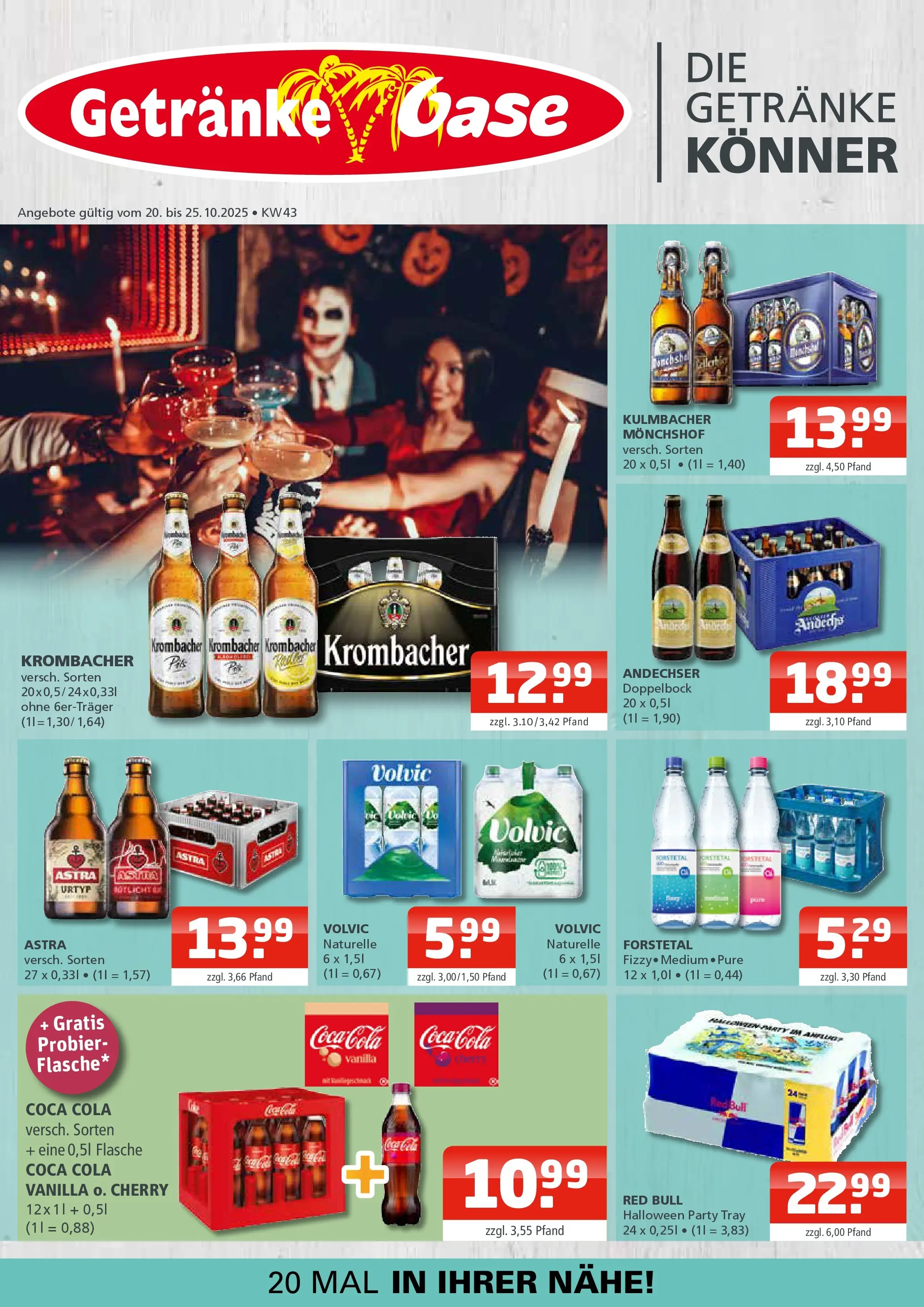 Entdecke - Getränke Oase: Getränkeangebote (ab 19.10.2025) zum Blättern | Seite: 1 | Produkte: Coca cola, Pils, Krombacher, Volvic