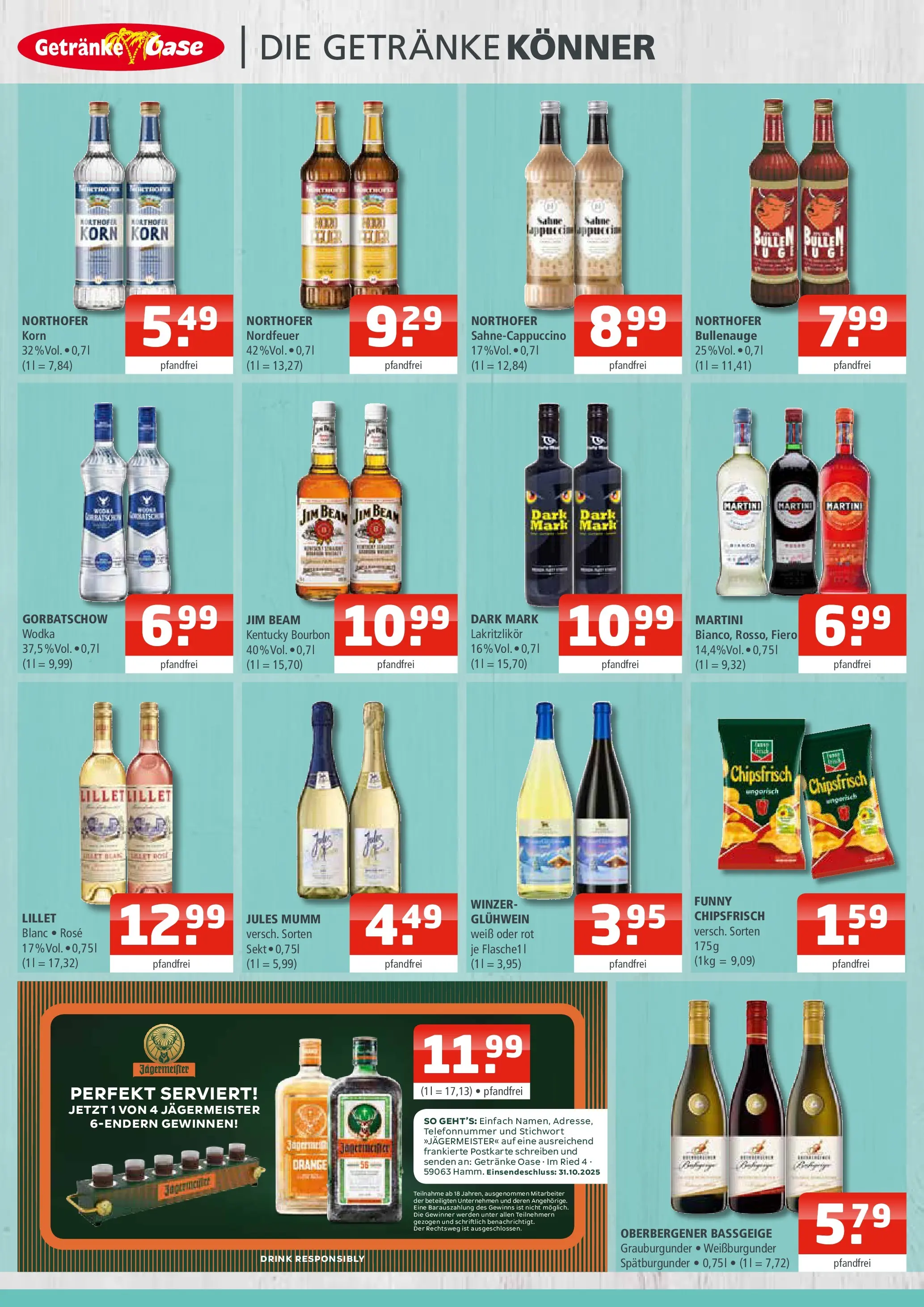 Entdecke - Getränke Oase: Getränkeangebote (ab 19.10.2025) zum Blättern | Seite: 2 | Produkte: Martini, Lillet, Jägermeister, Bourbon