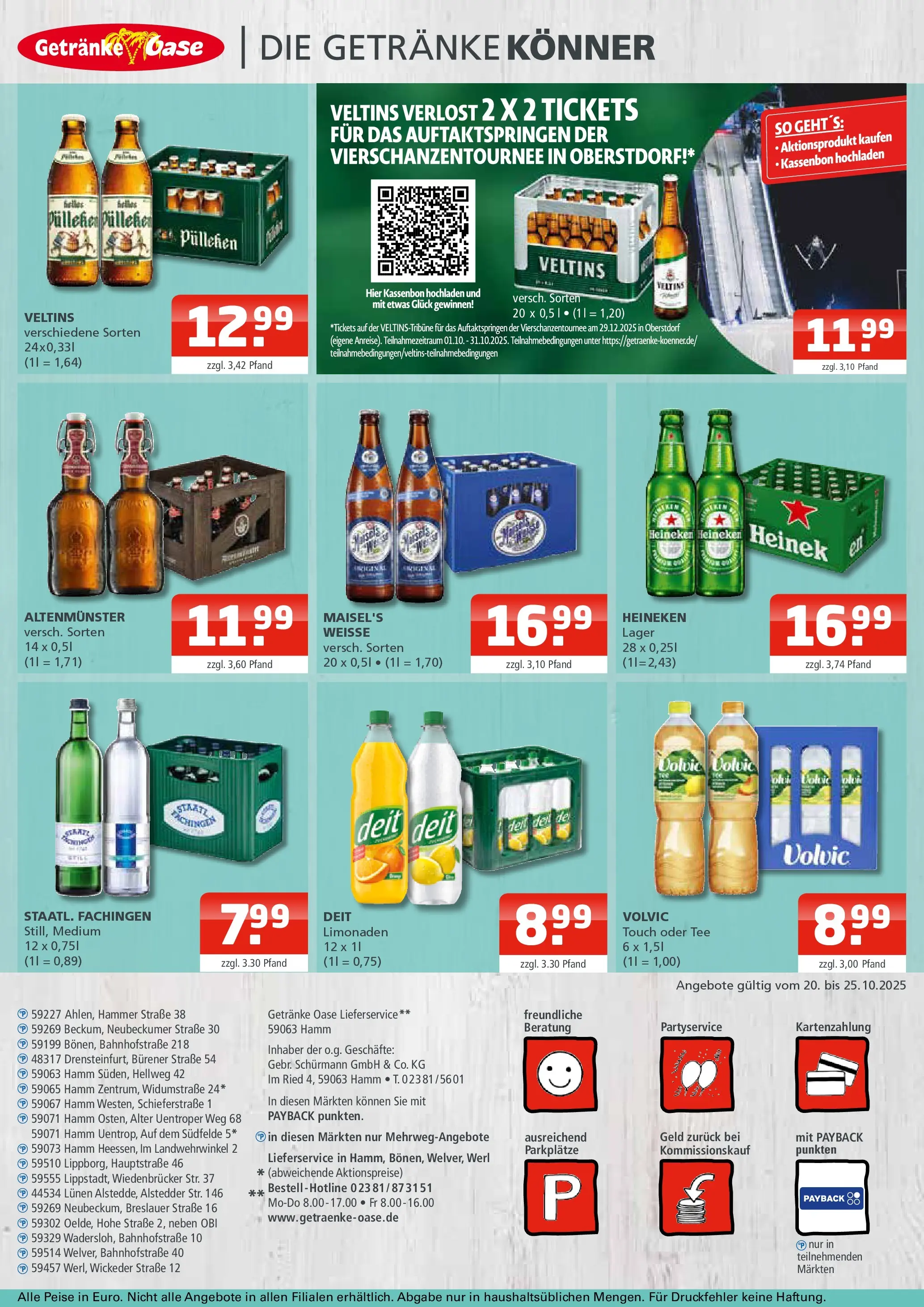 Entdecke - Getränke Oase: Getränkeangebote (ab 19.10.2025) zum Blättern | Seite: 4 | Produkte: Heineken, Tee, Volvic, Veltins