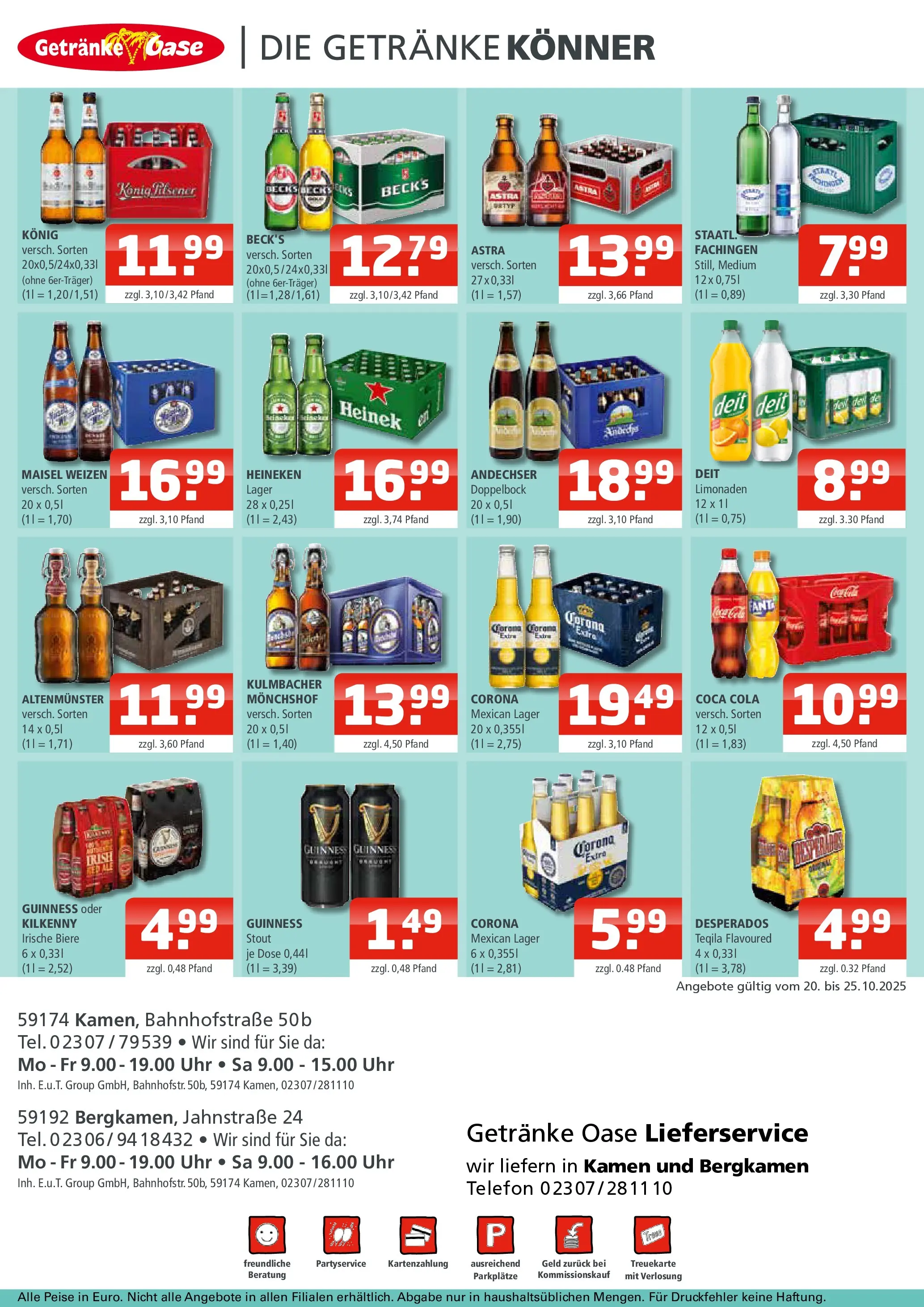 Entdecke - Getränke Oase: Getränkeangebote (ab 19.10.2025) zum Blättern | Seite: 2 | Produkte: Monchshof, Cola, Astra, Desperados