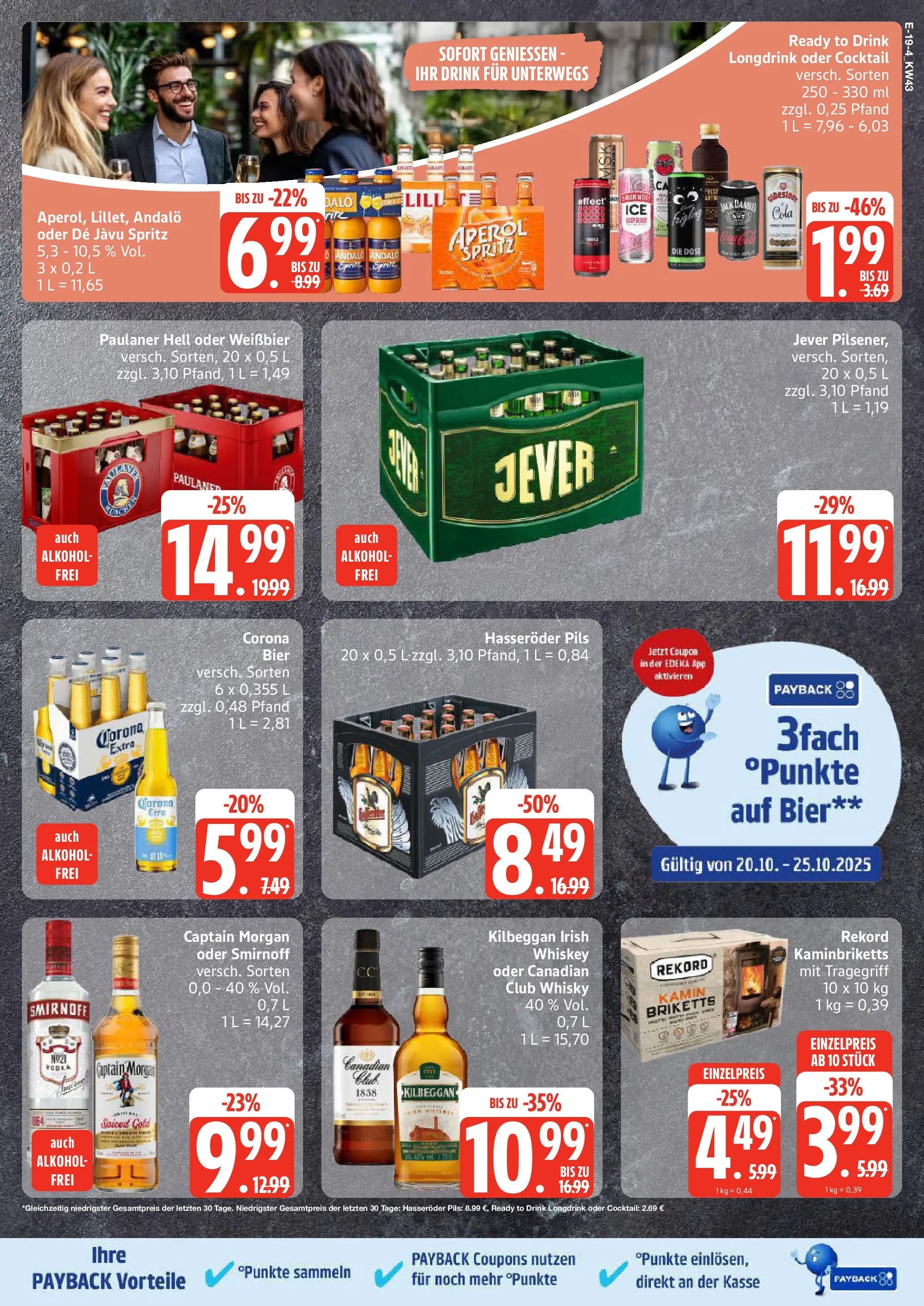 Edeka prospekt Stralsund	 (ab 19.10.2025) » Angebote Online | Seite: 19 | Produkte: Bier, Weißbier, Aperol, Paulaner
