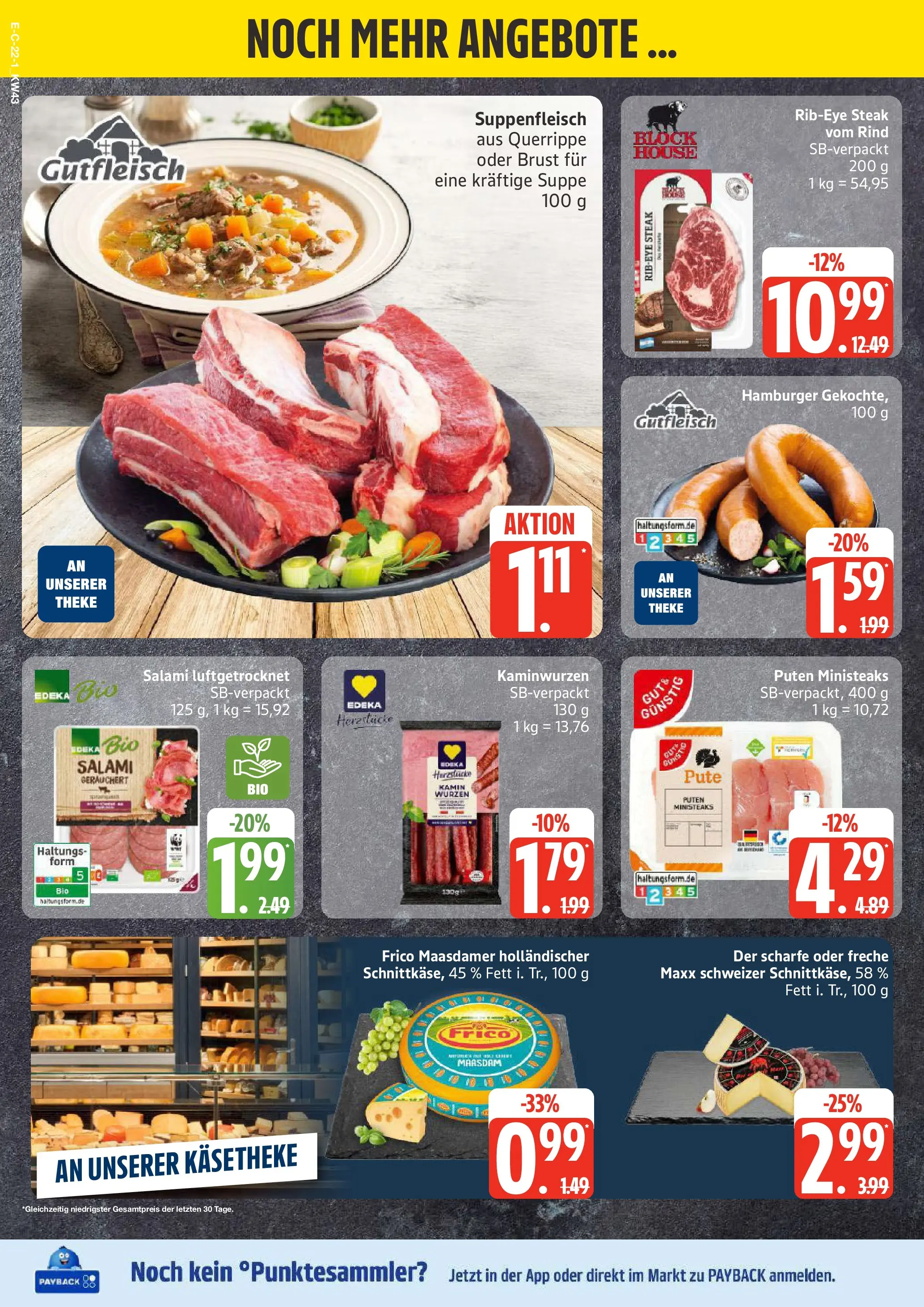 Edeka prospekt Stralsund	 (ab 19.10.2025) » Angebote Online | Seite: 22 | Produkte: Pute, Kamin, Theke, Salami