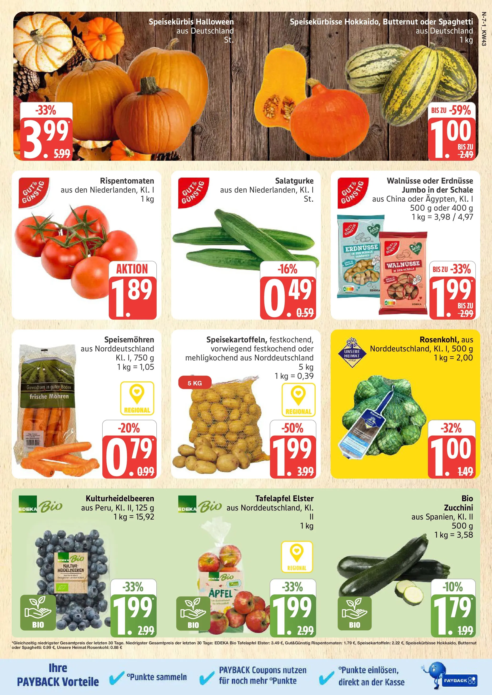 Marktkauf - Marktkauf: Wochenangebote (ab 19.10.2025) » Angebote online | Seite: 7 | Produkte: Erdnüsse, Mohren, Heidelbeeren, Zucchini