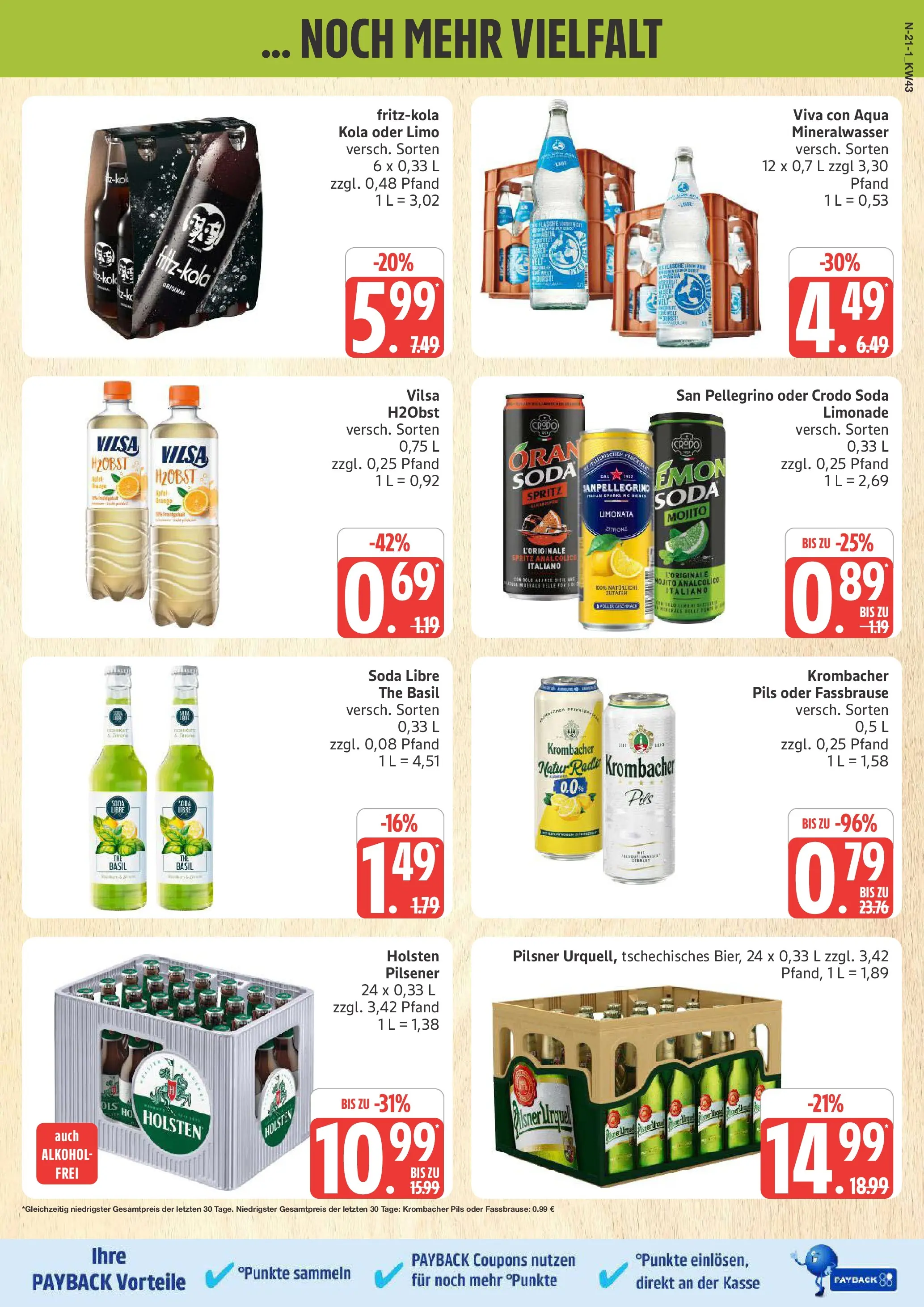Marktkauf - Marktkauf: Wochenangebote (ab 19.10.2025) » Angebote online | Seite: 21 | Produkte: Limonade, Holsten, Mineralwasser, Krombacher