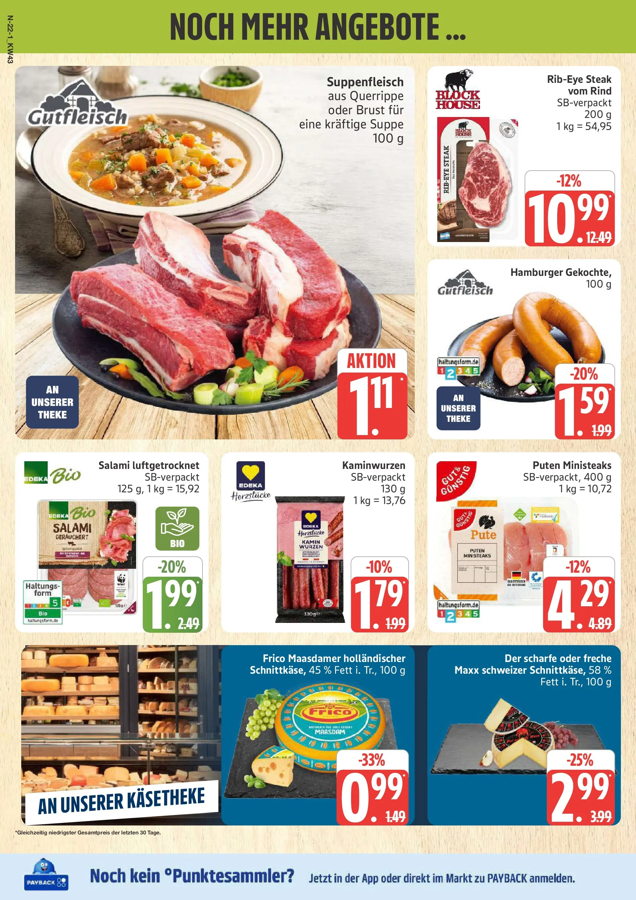 Marktkauf - Marktkauf: Wochenangebote (ab 19.10.2025) » Angebote online | Seite: 22 | Produkte: Theke, Suppenfleisch, Salami, Steak